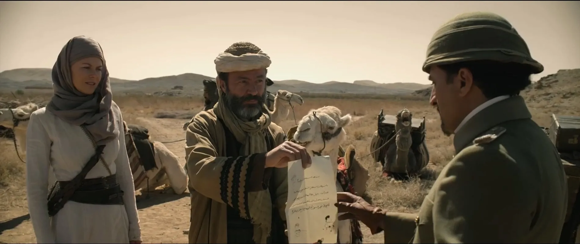 Nicole Kidman, Jay Abdo, and Abdellatif Chaouqi in Queen of the Desert (2015)