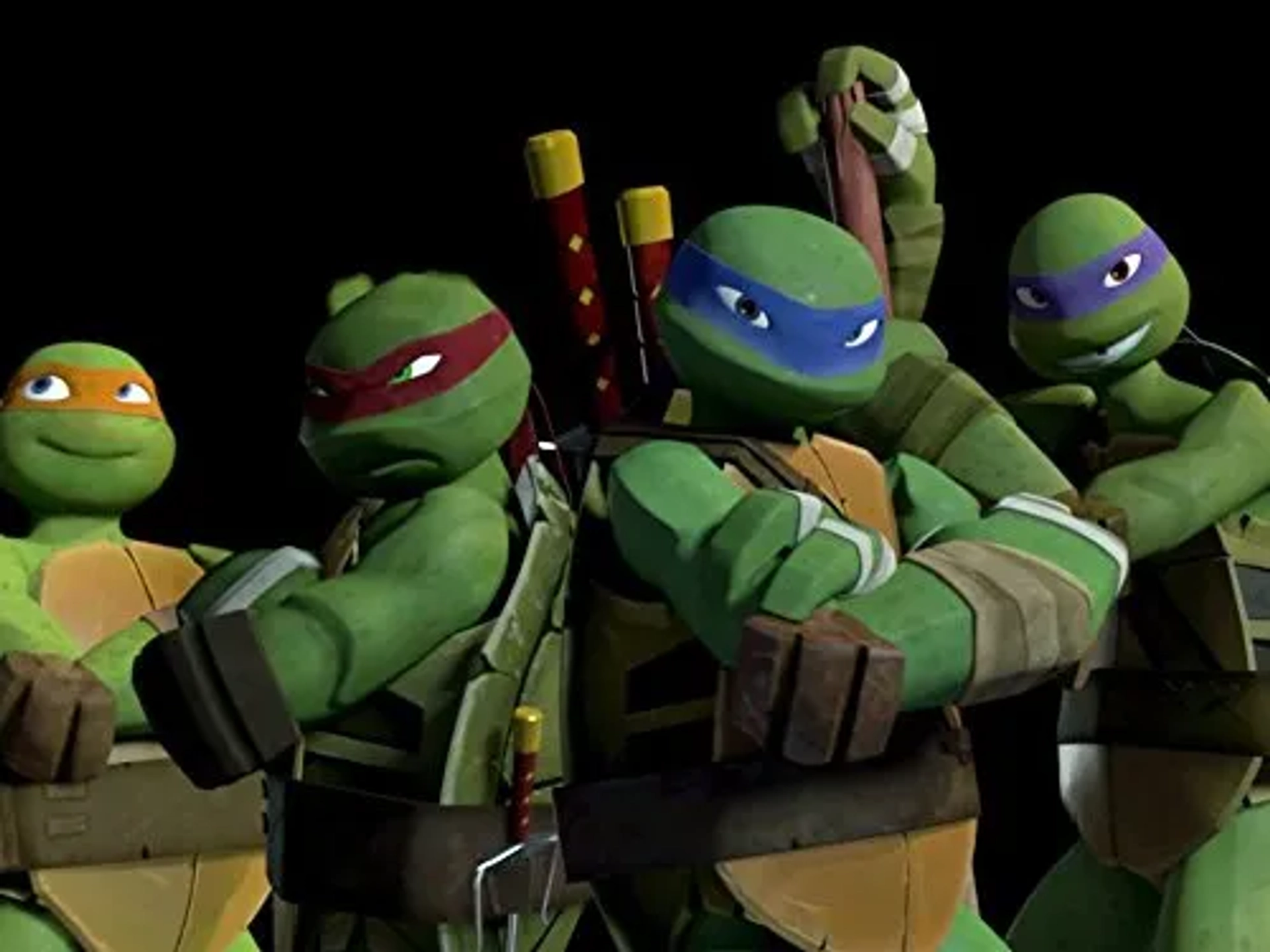 Sean Astin, Dominic Catrambone, Rob Paulsen, and Greg Cipes in Teenage Mutant Ninja Turtles (2012)
