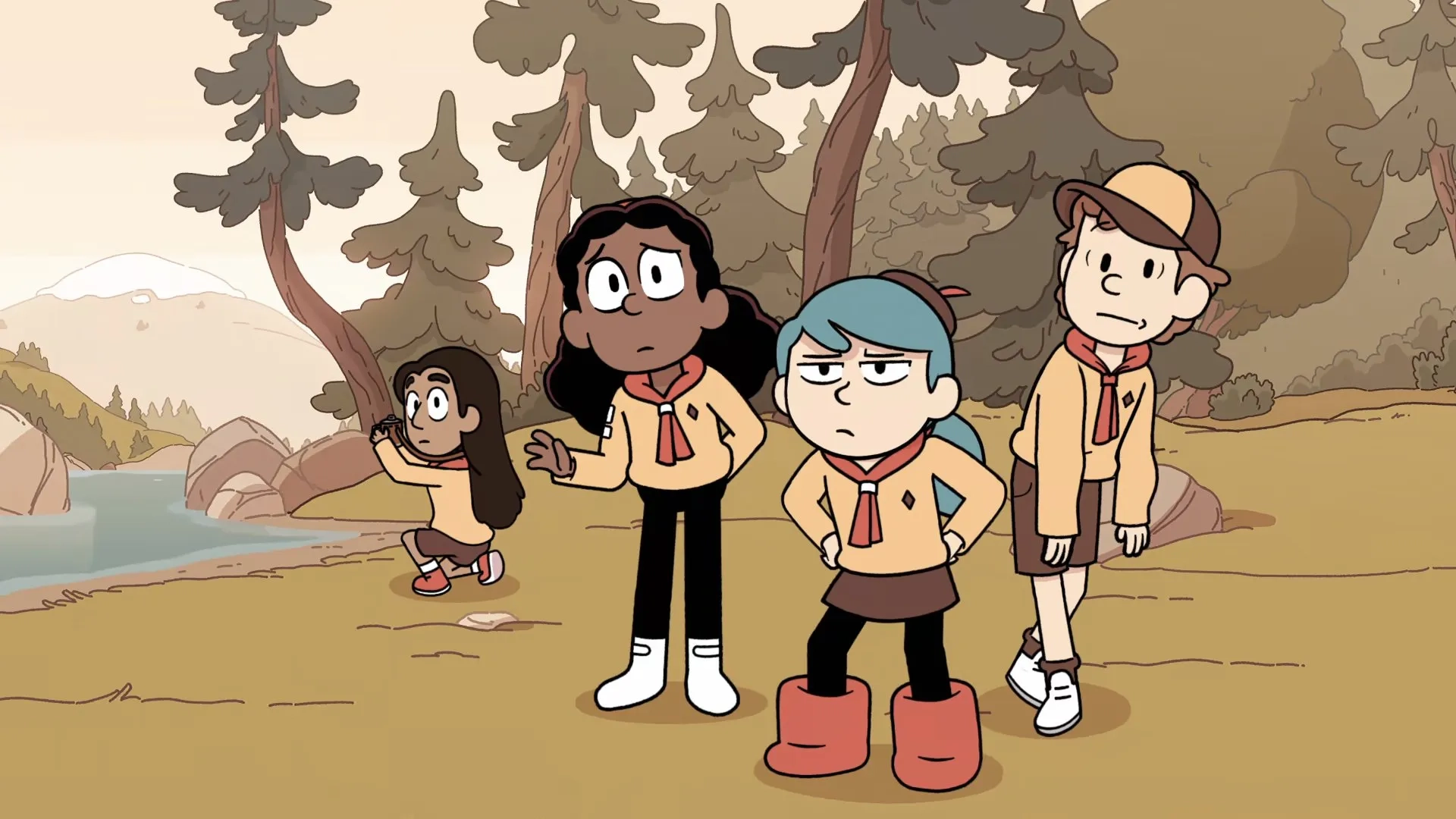 Jian Andany, Ameerah Falzon, Bella Ramsey, and Oliver Nelson in Chapter 4: The Laughing Merman (2023)