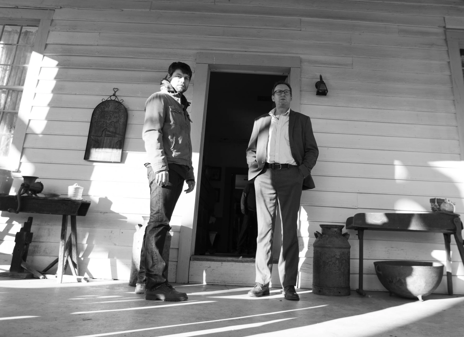 Patrick Fugit and Philip Glenister in Outcast (2016)