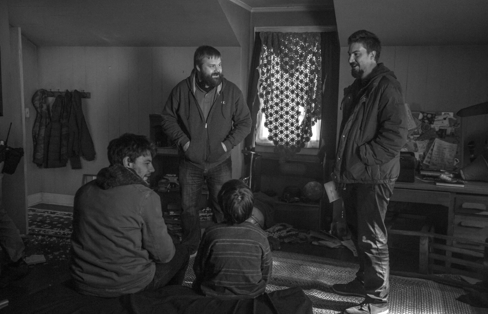 Patrick Fugit, Adam Wingard, Robert Kirkman, and Gabriel Bateman in Outcast (2016)