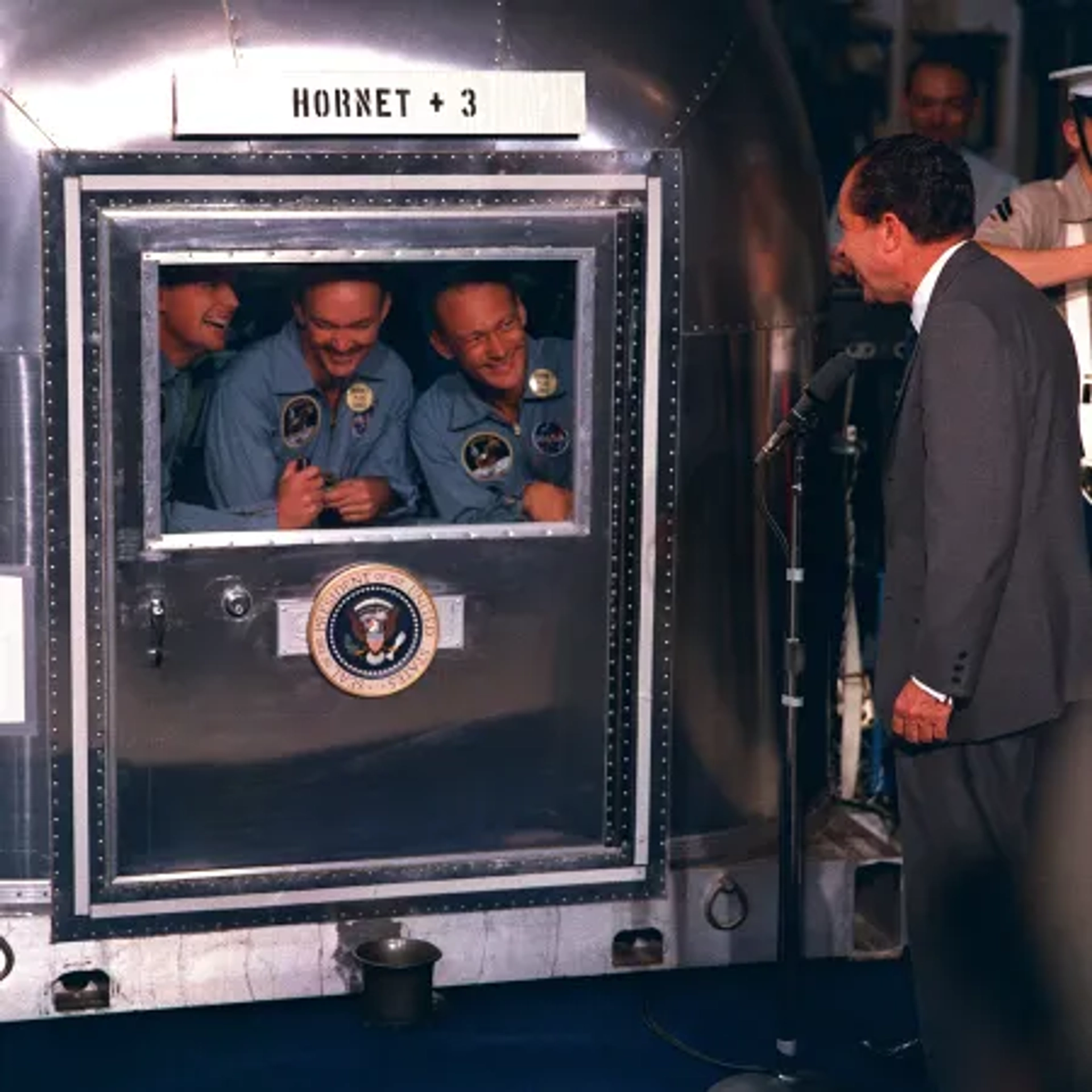 Buzz Aldrin, Neil Armstrong, Mike Collins, and Richard Nixon in In the Shadow of the Moon (2007)