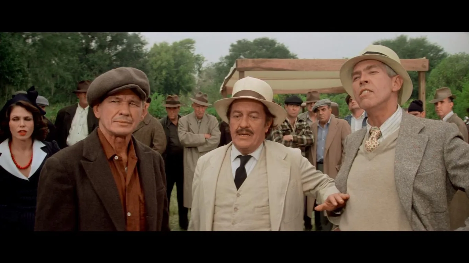 Charles Bronson, James Coburn, Strother Martin, and Margaret Blye in Hard Times (1975)
