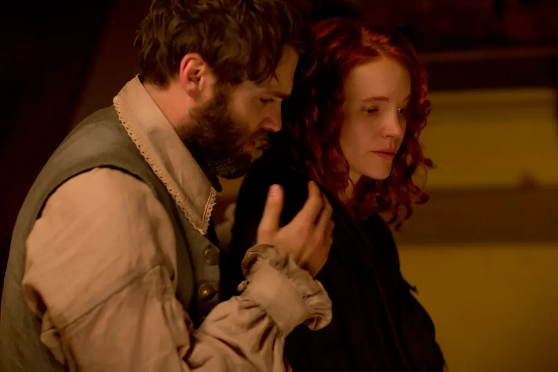 Seth Gabel and Tamzin Merchant in Salem (2014)