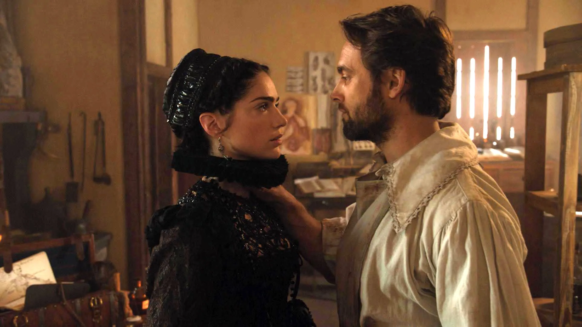Stuart Townsend and Janet Montgomery in Salem (2014)