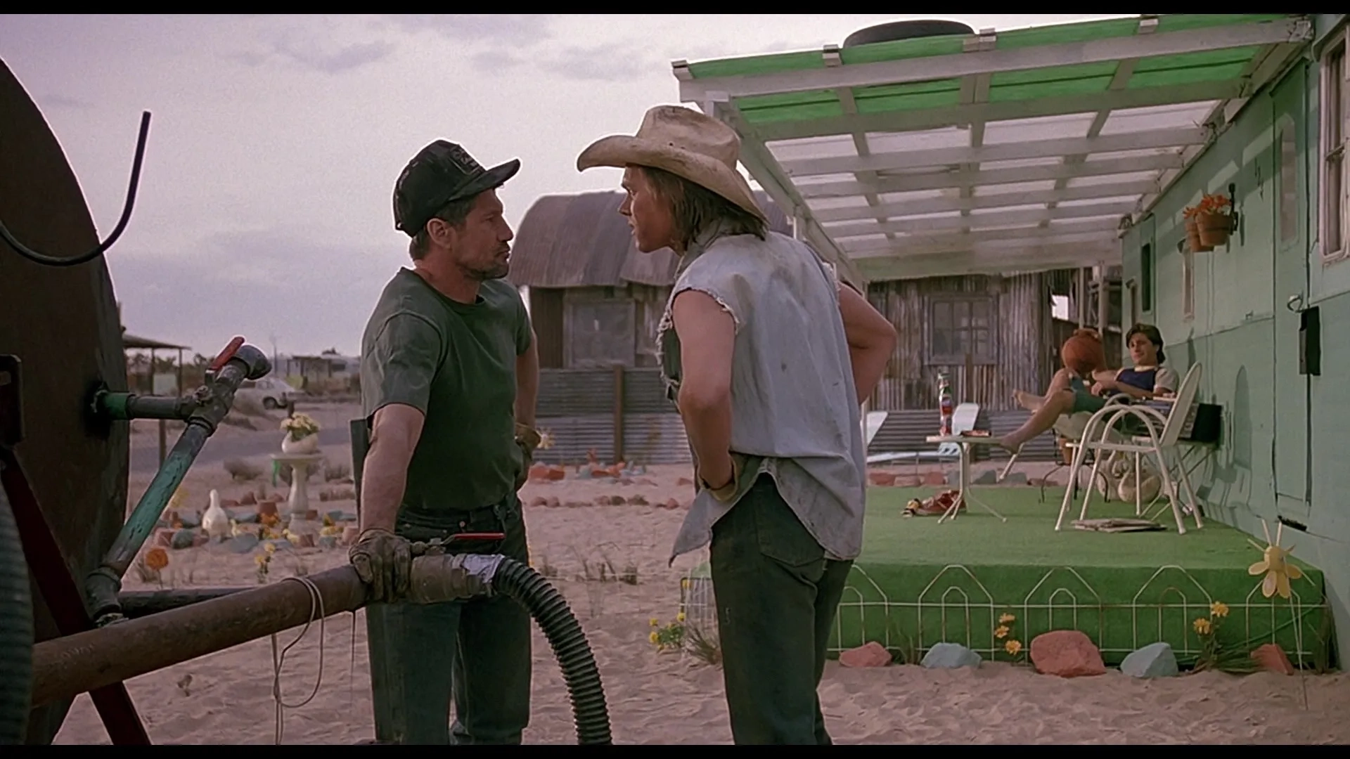 Kevin Bacon, Bobby Jacoby, and Fred Ward in Tremors (1990)