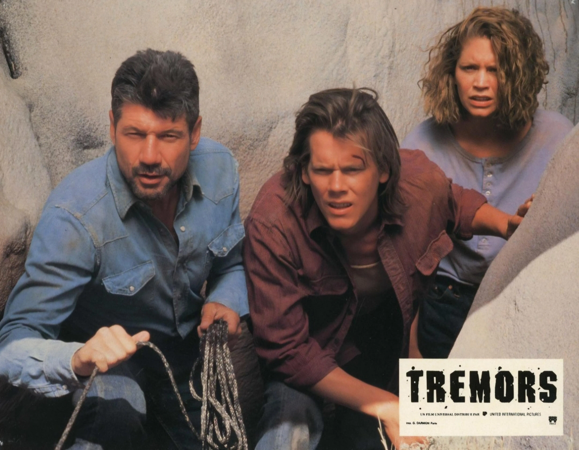 Kevin Bacon, Finn Carter, and Fred Ward in Tremors (1990)
