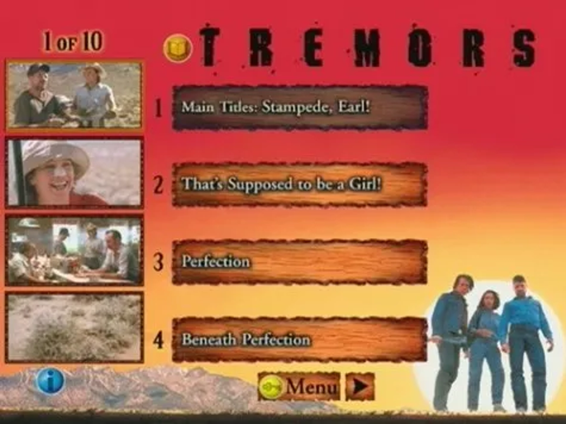 Kevin Bacon, Finn Carter, and Fred Ward in Tremors (1990)
