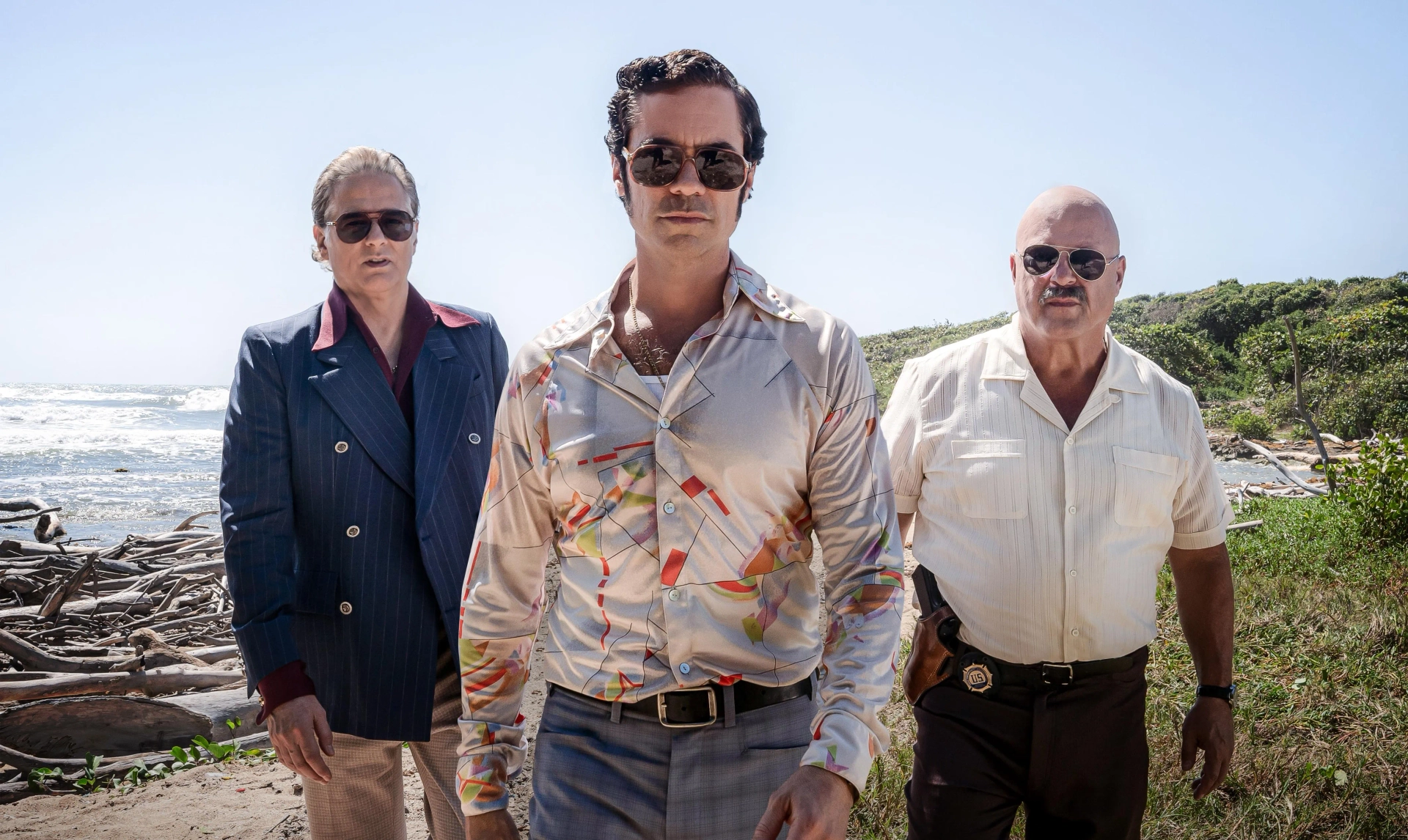 Michael Chiklis, Yul Vazquez, and Danny Pino in Hotel Cocaine (2024)