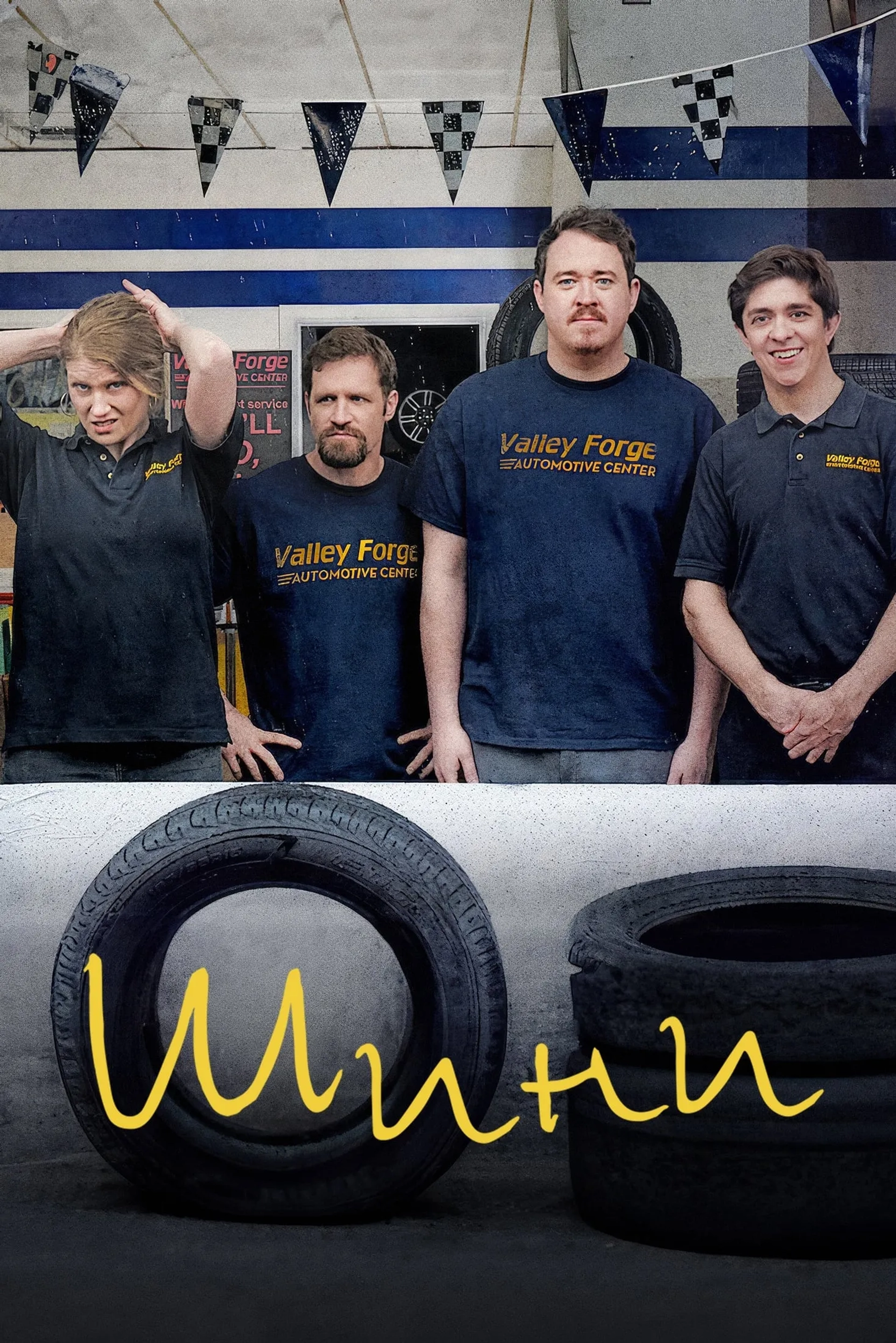 Kilah Fox, Chris O'Connor, Shane Gillis, and Steve Gerben in Tires (2024)