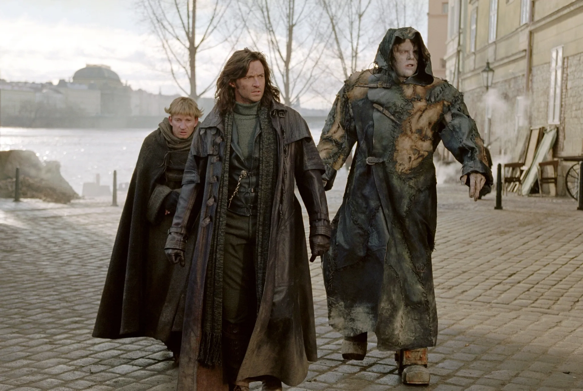 Shuler Hensley, Hugh Jackman, and David Wenham in Van Helsing (2004)