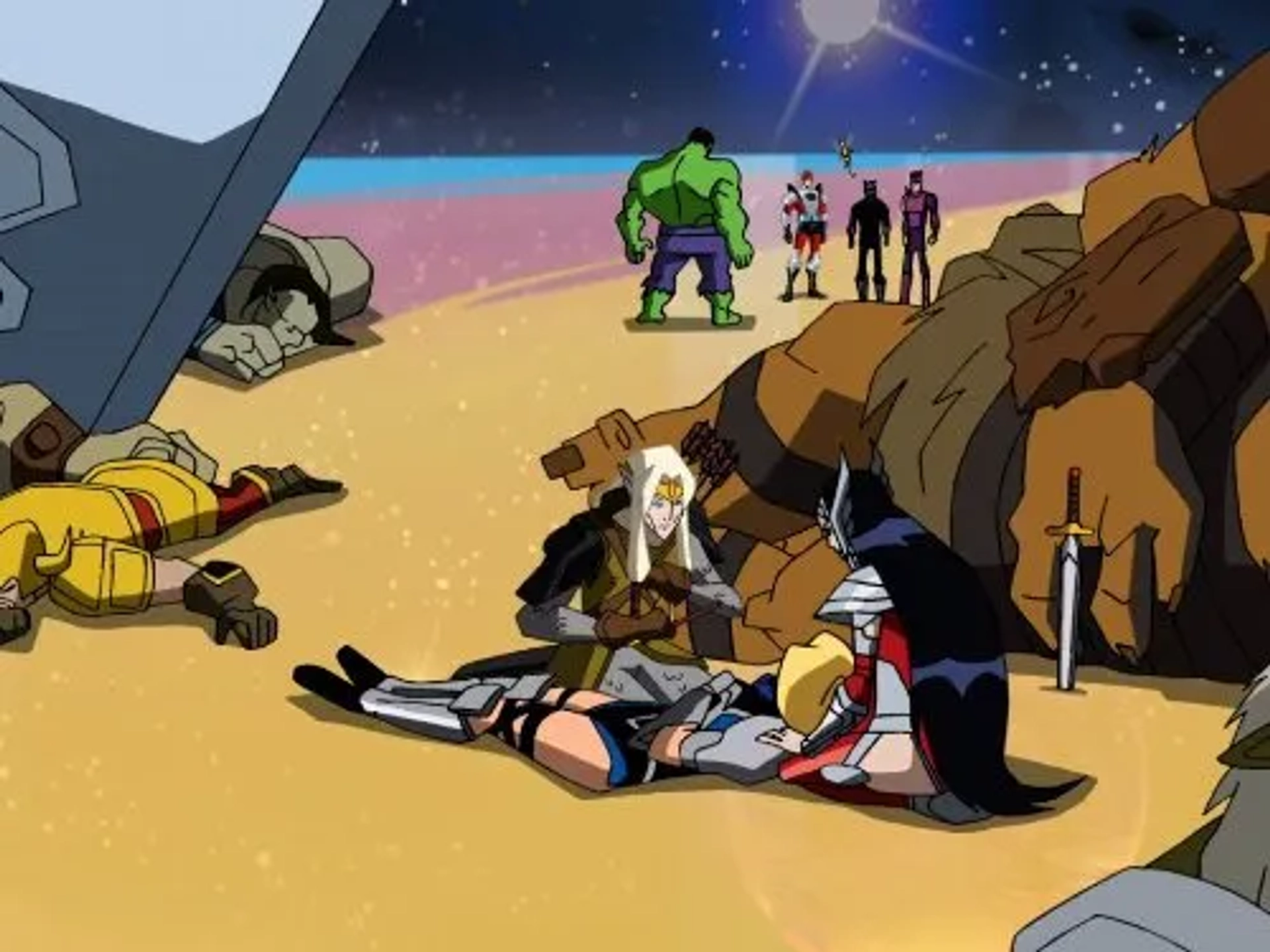 Chris Cox, Nika Futterman, James Mathis III, Colleen O'Shaughnessey, Fred Tatasciore, and Wally Wingert in The Avengers: Earth's Mightiest Heroes (2010)