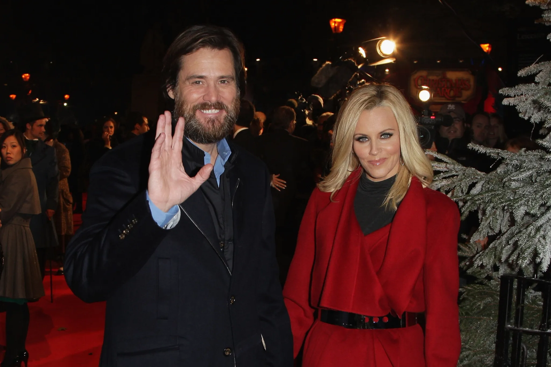 Jim Carrey and Jenny McCarthy-Wahlberg at an event for A Christmas Carol (2009)