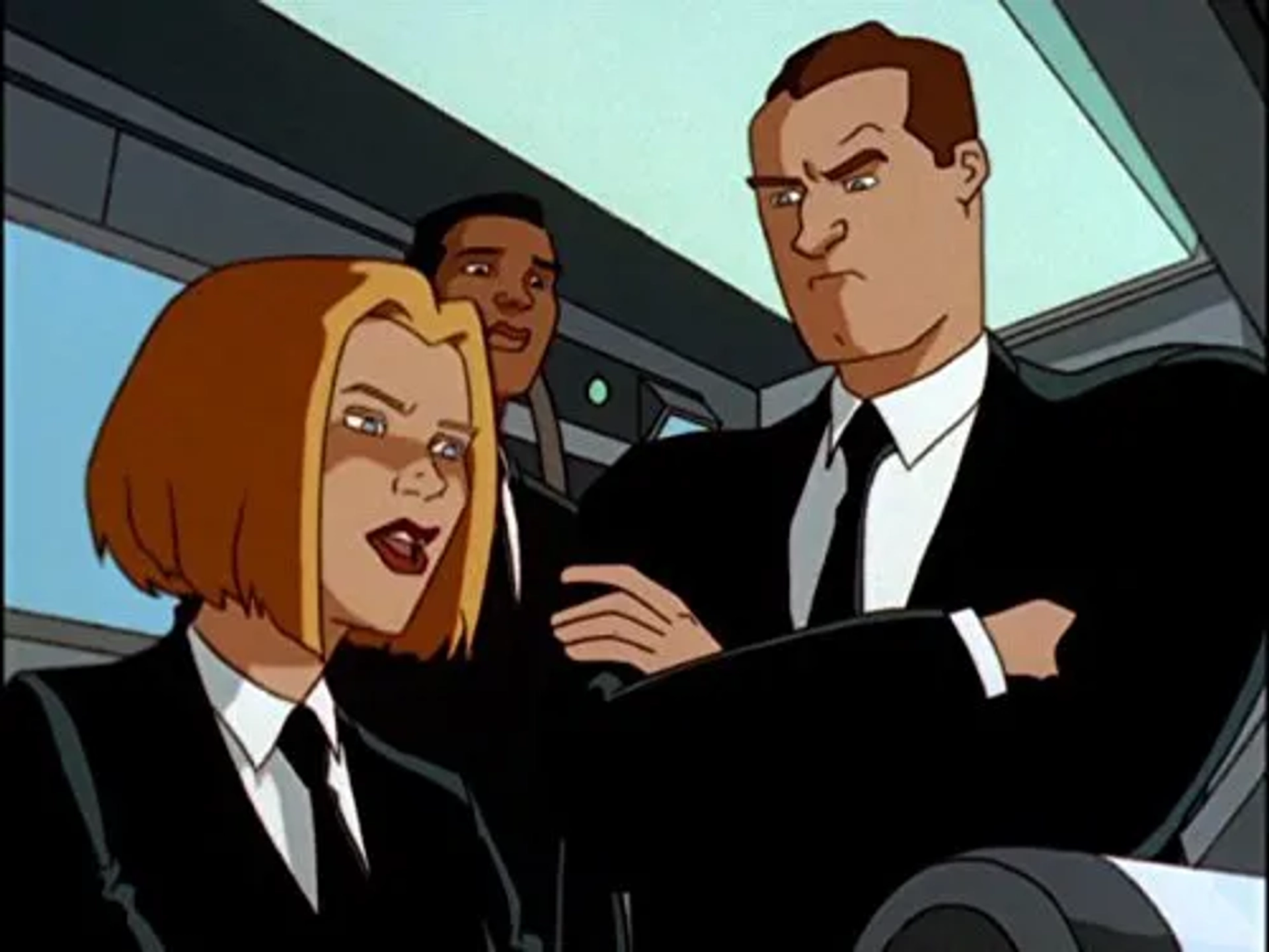 Jennifer Lien, Gregg Berger, and Keith Diamond in Men in Black: The Series (1997)