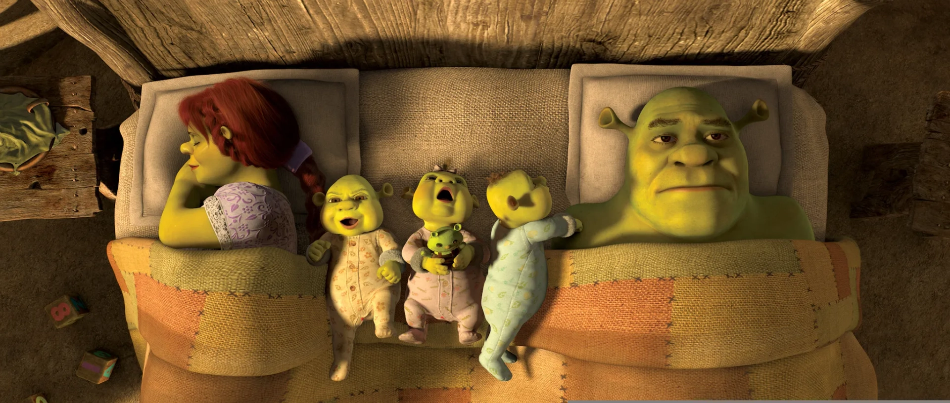 Cameron Diaz, Mike Myers, Jasper Johannes Andrews, Nina Zoe Bakshi, Miles Bakshi, and Ollie Mitchell in Shrek Forever After (2010)