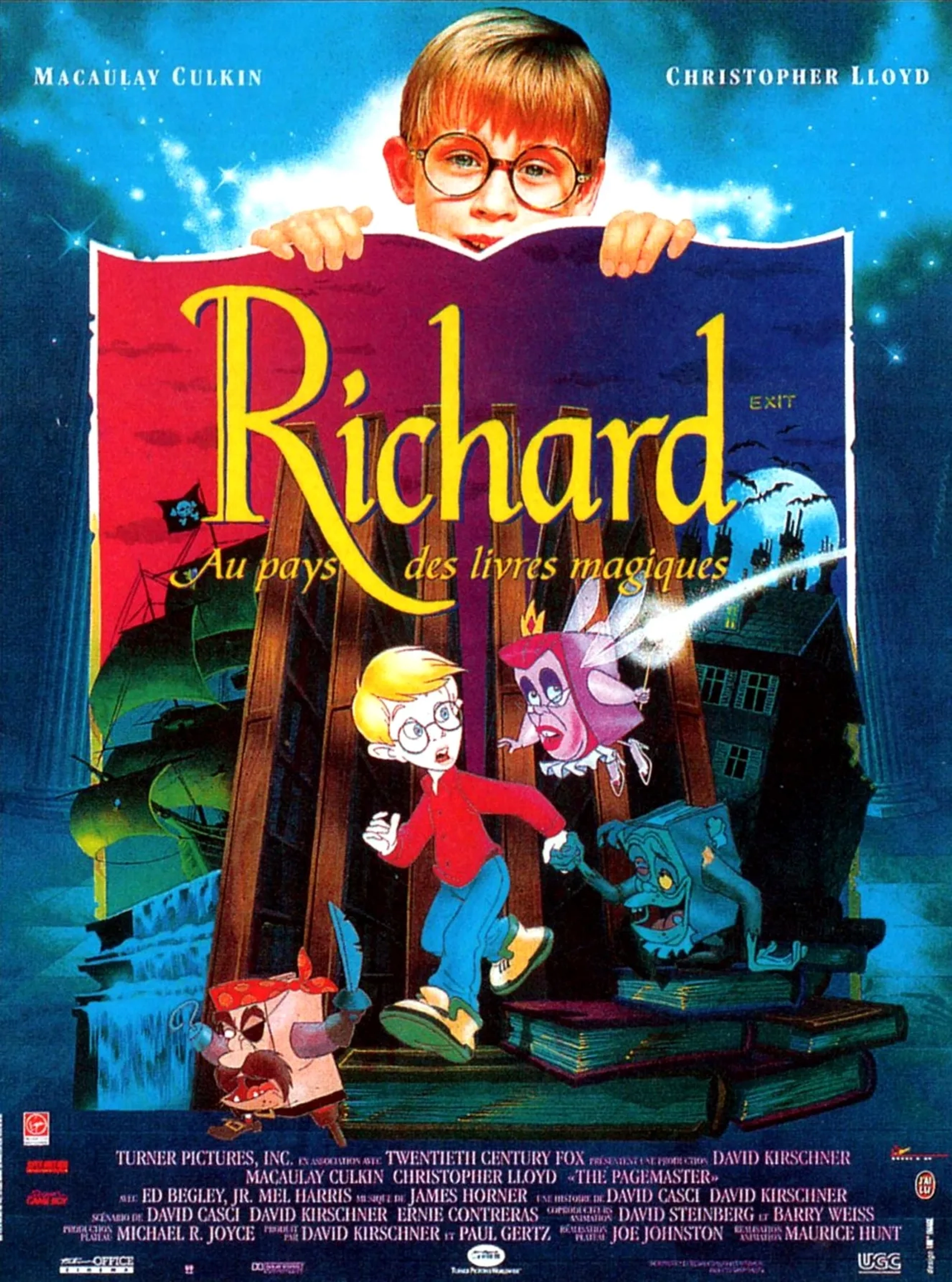 Whoopi Goldberg, Macaulay Culkin, Patrick Stewart, and Frank Welker in The Pagemaster (1994)