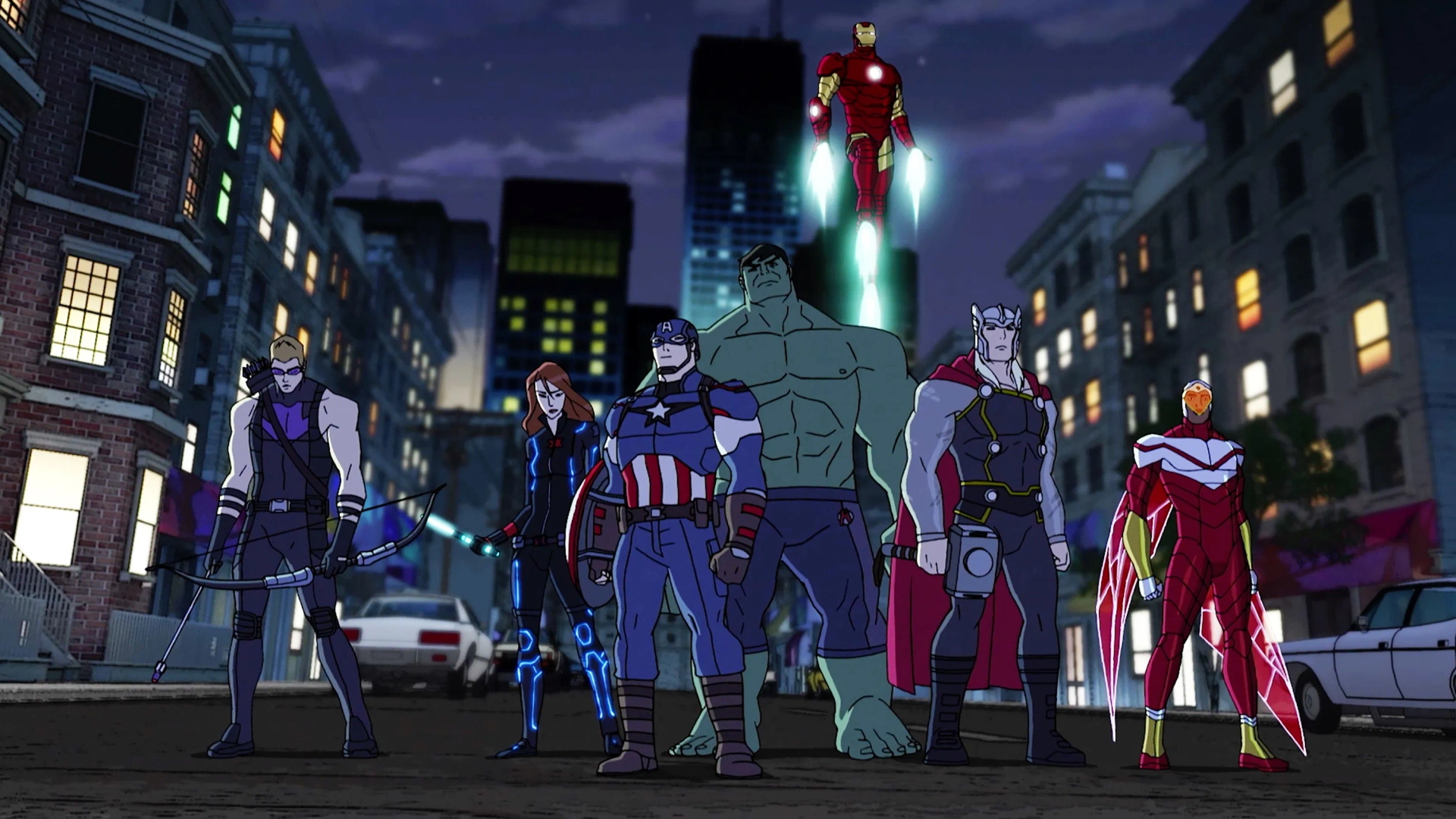 Adrian Pasdar, Bumper Robinson, Fred Tatasciore, Travis Willingham, Laura Bailey, Troy Baker, and Roger Craig Smith in Avengers Assemble (2012)