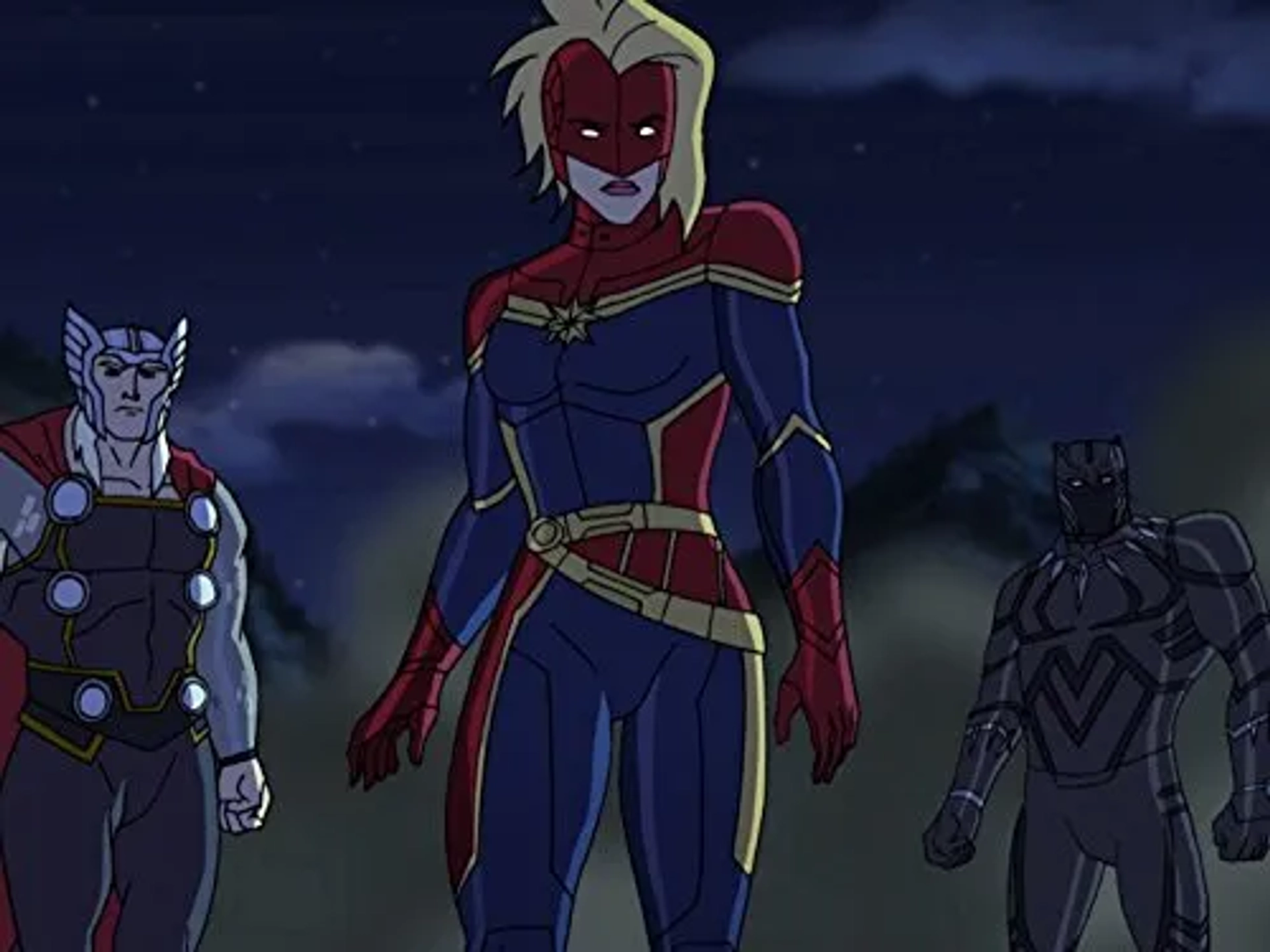 Grey Griffin, James Mathis III, and Travis Willingham in Avengers Assemble (2012)