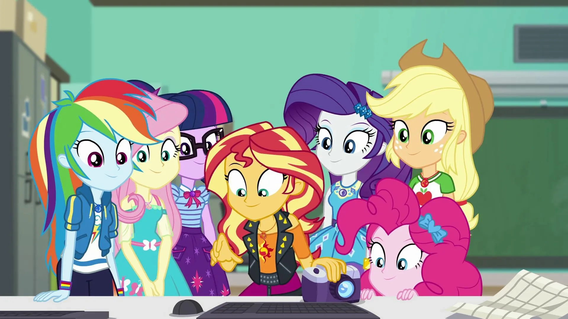 Tara Strong, Tabitha St. Germain, Andrea Libman, Rebecca Shoichet, and Ashleigh Ball in My Little Pony Equestria Girls: Forgotten Friendship (2018)
