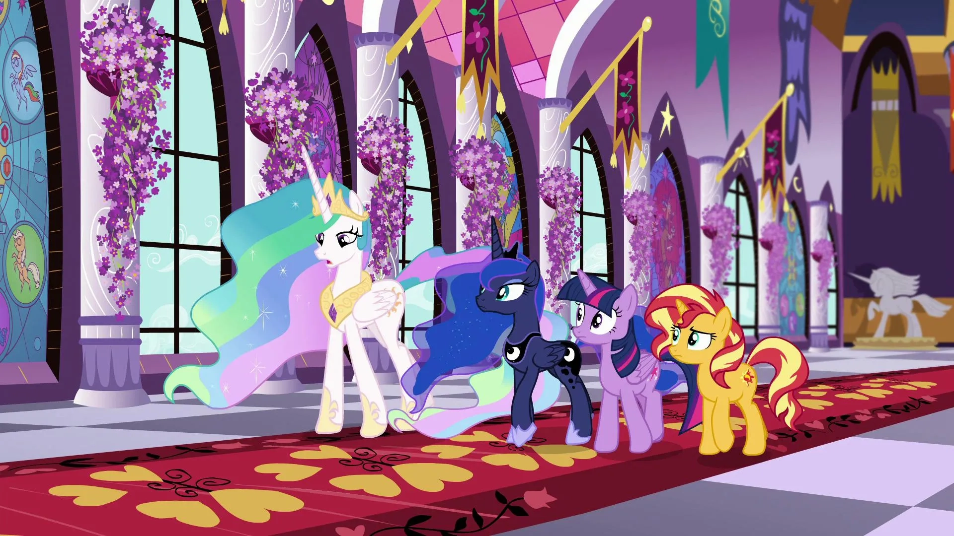 Tara Strong, Tabitha St. Germain, Nicole Oliver, and Rebecca Shoichet in My Little Pony Equestria Girls: Forgotten Friendship (2018)