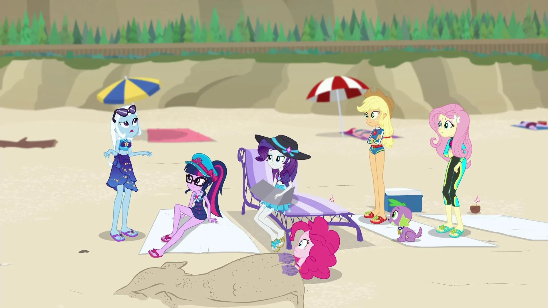 Kathleen Barr, Tara Strong, Tabitha St. Germain, Andrea Libman, Cathy Weseluck, and Ashleigh Ball in My Little Pony Equestria Girls: Forgotten Friendship (2018)
