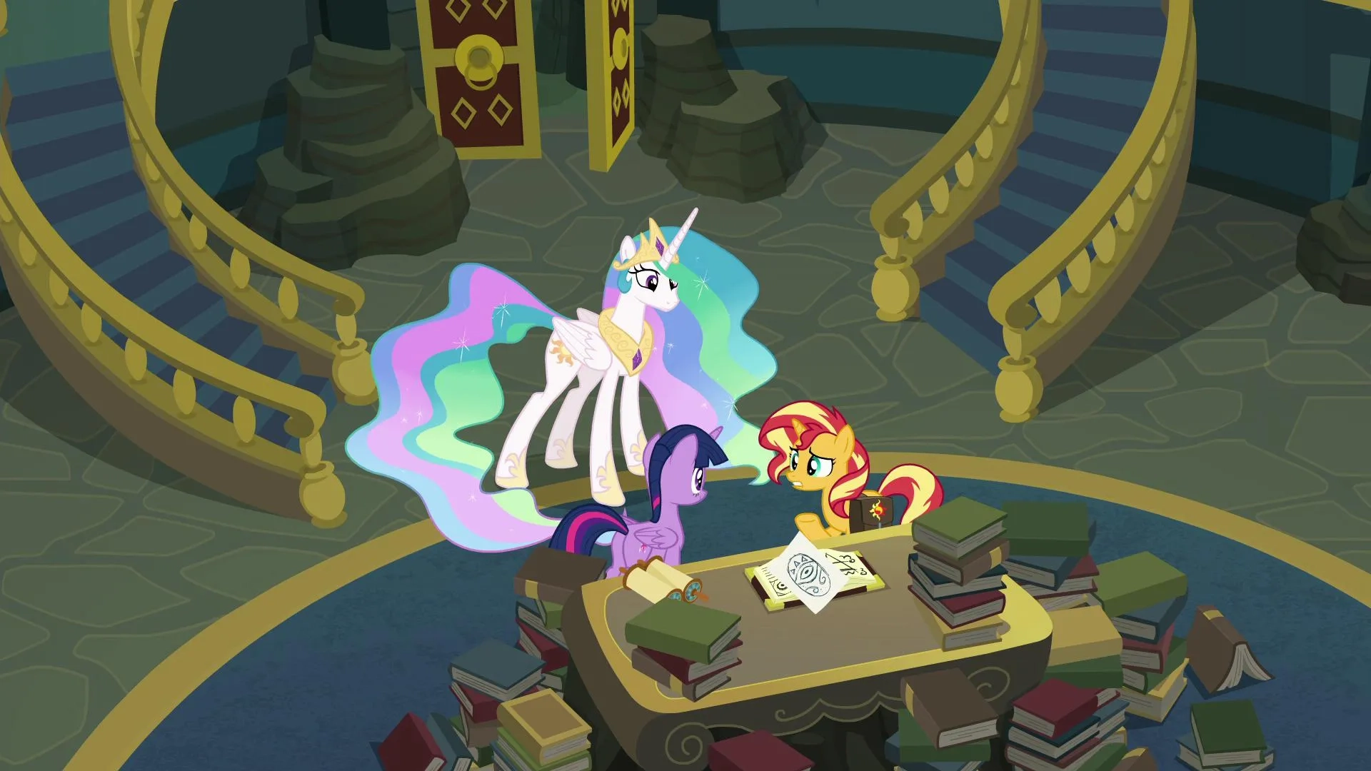 Tara Strong, Nicole Oliver, and Rebecca Shoichet in My Little Pony Equestria Girls: Forgotten Friendship (2018)