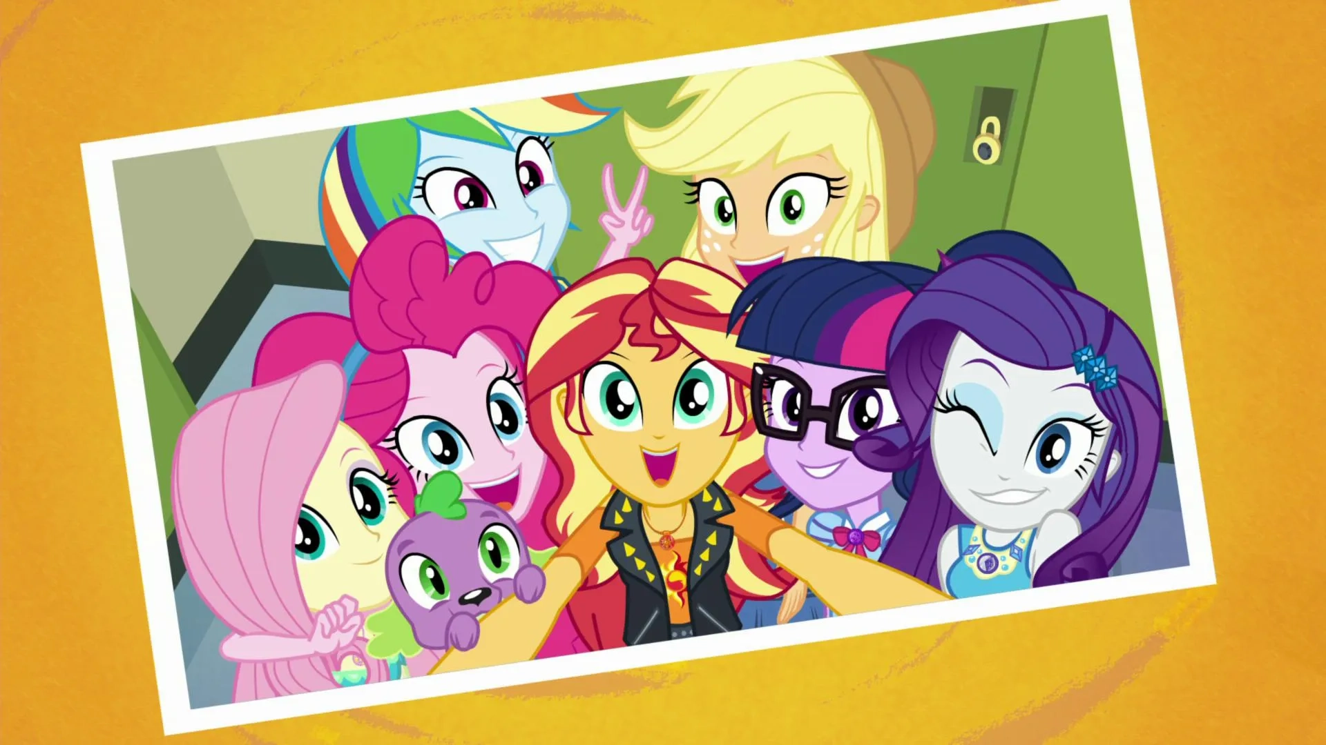 Tara Strong, Tabitha St. Germain, Andrea Libman, Cathy Weseluck, Rebecca Shoichet, and Ashleigh Ball in My Little Pony Equestria Girls: Forgotten Friendship (2018)