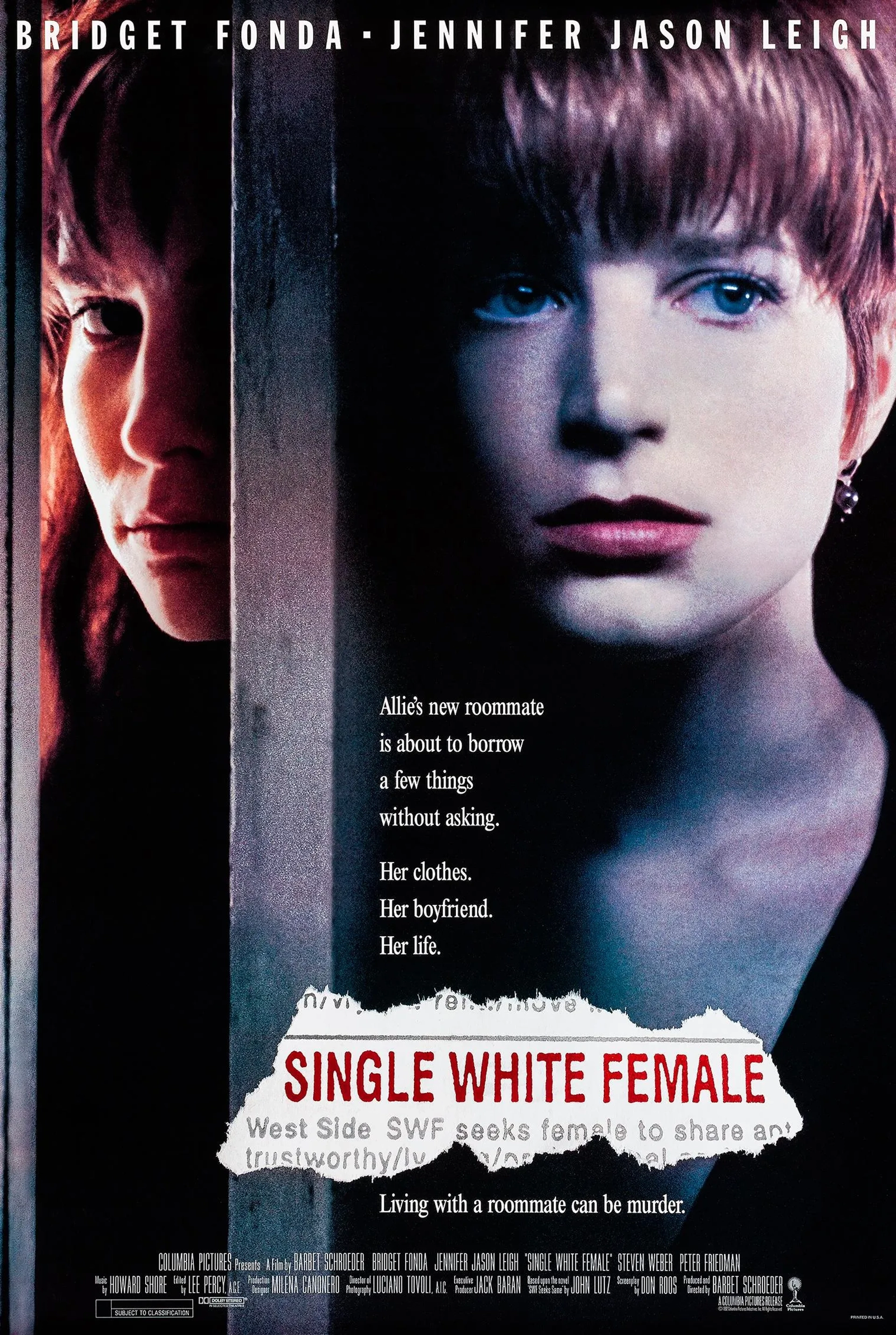 Bridget Fonda and Jennifer Jason Leigh in Single White Female (1992)