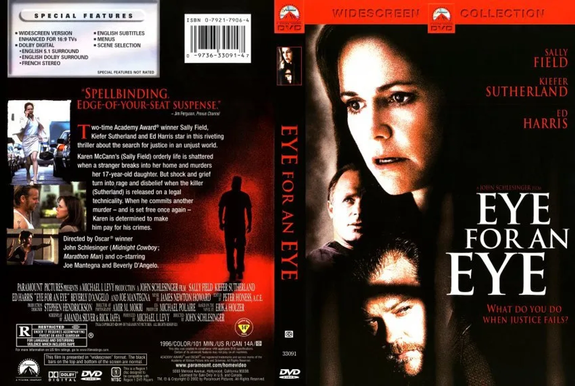 Sally Field, Ed Harris, and Kiefer Sutherland in Eye for an Eye (1996)