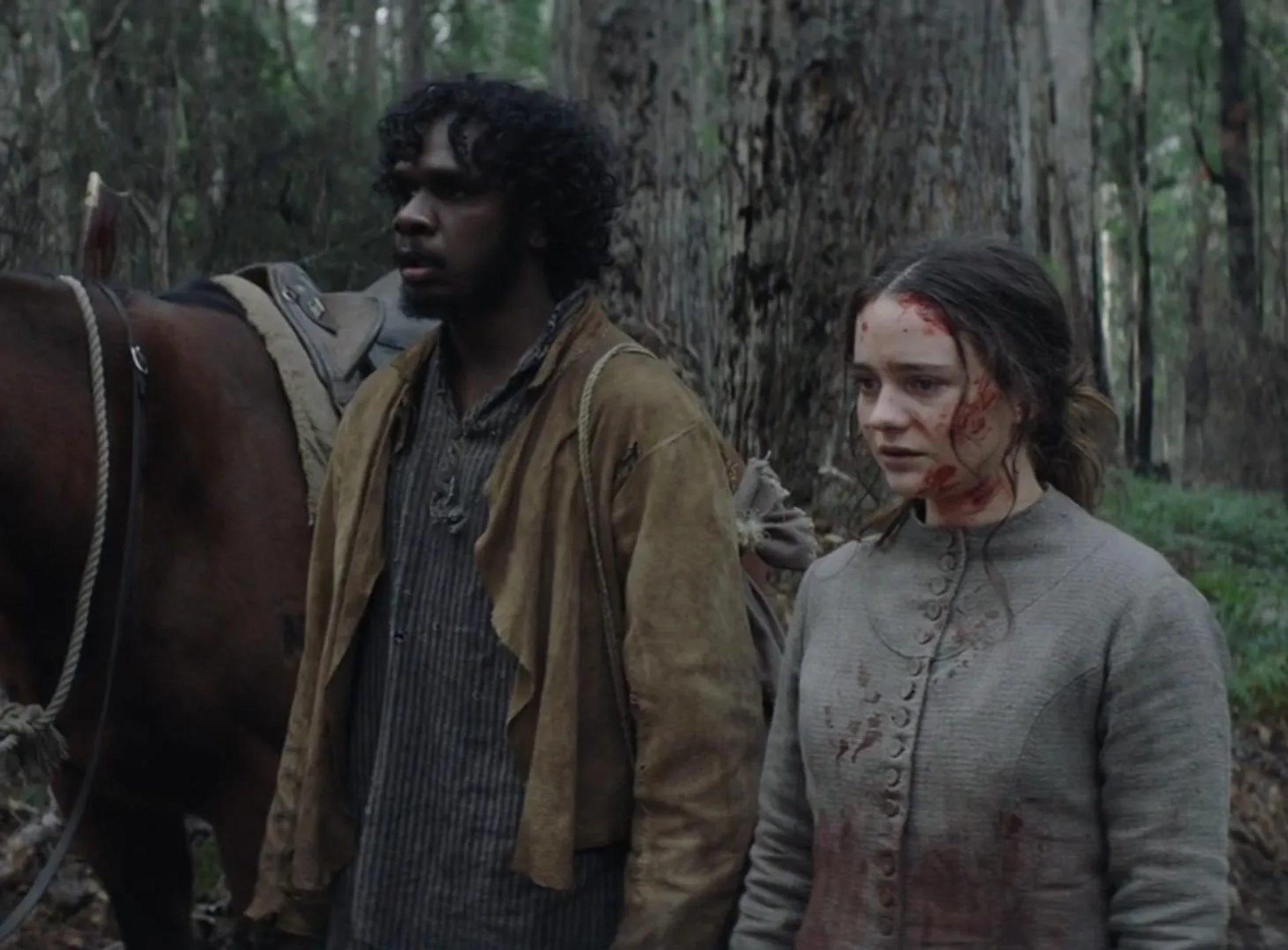 Aisling Franciosi and Baykali Ganambarr in The Nightingale (2018)