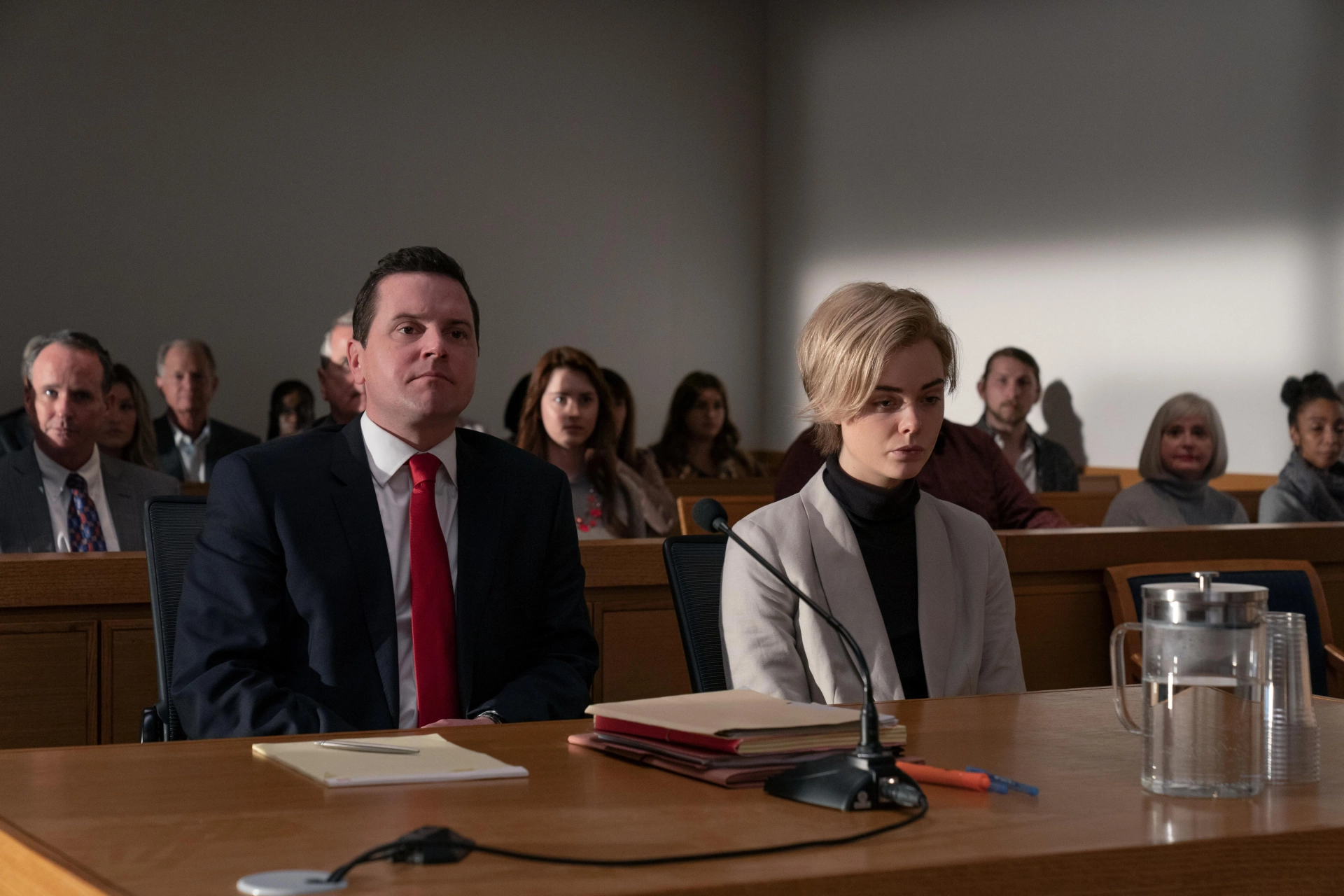 Kai Lennox, Elle Fanning, and Michael Mosley in The Girl from Plainville (2022)