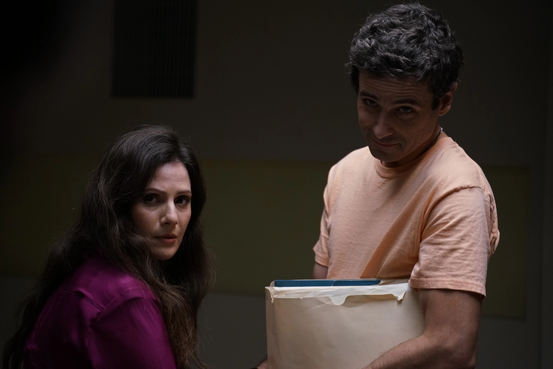Luke Kirby and Aleksa Palladino in No Man of God (2021)