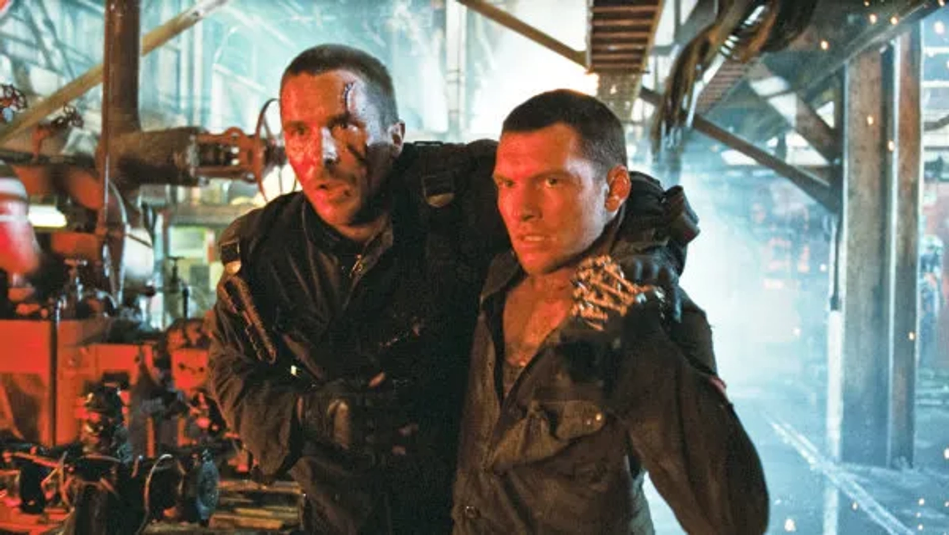 Christian Bale and Sam Worthington in Terminator Salvation (2009)