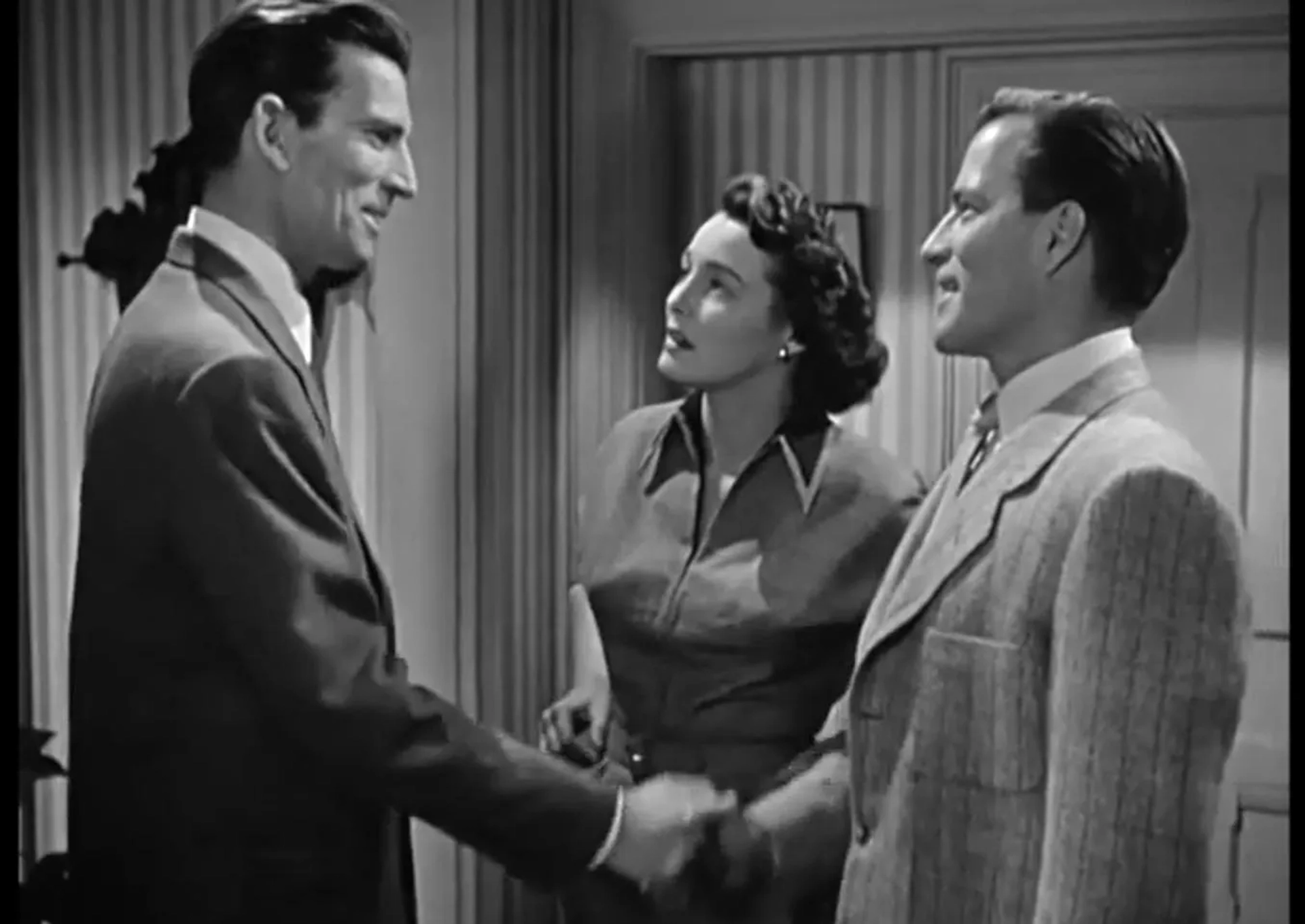 Hugh Marlowe, Patricia Neal, and Michael Rennie in The Day the Earth Stood Still (1951)