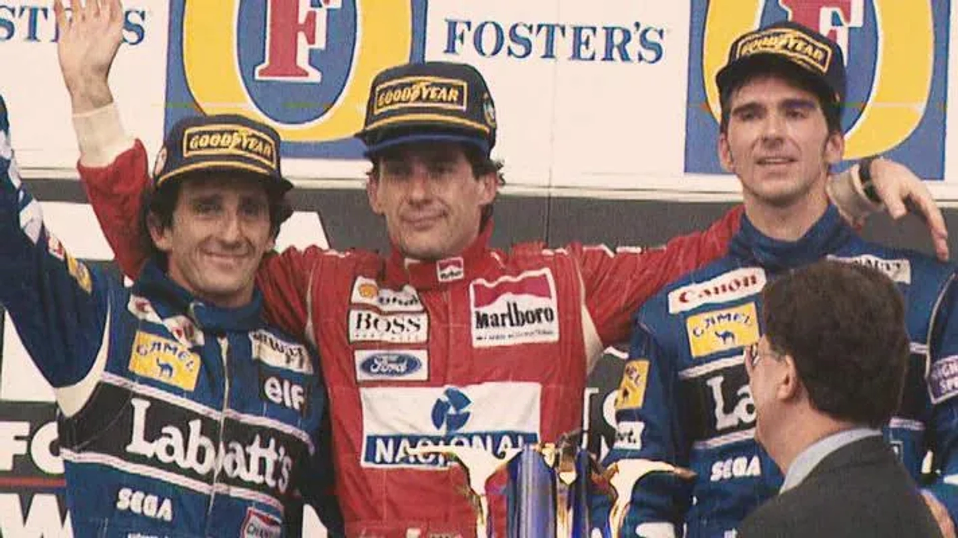 Ayrton Senna, Alain Prost, and Damon Hill in Senna (2010)