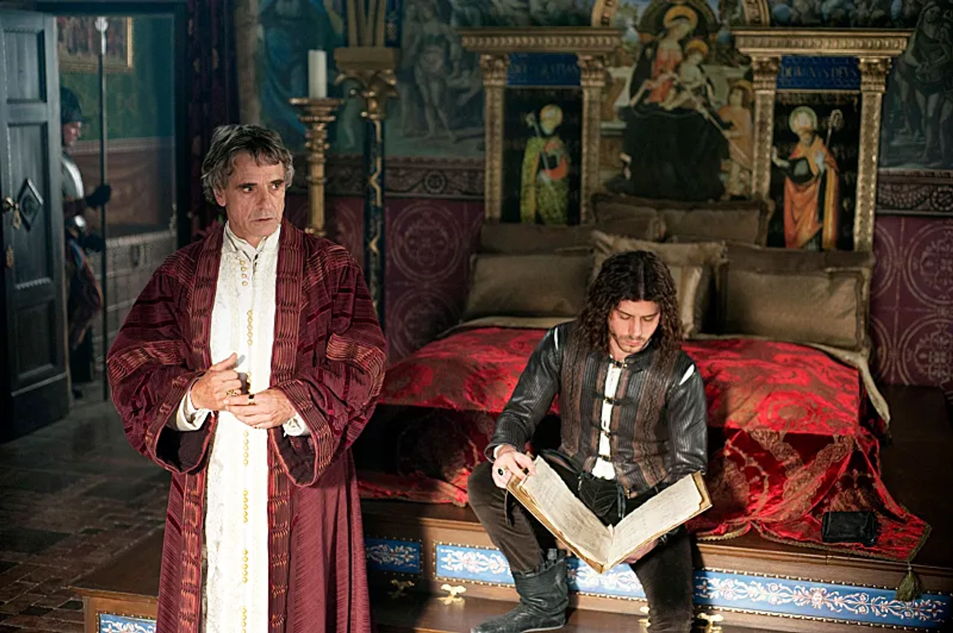 Jeremy Irons and François Arnaud in The Borgias (2011)