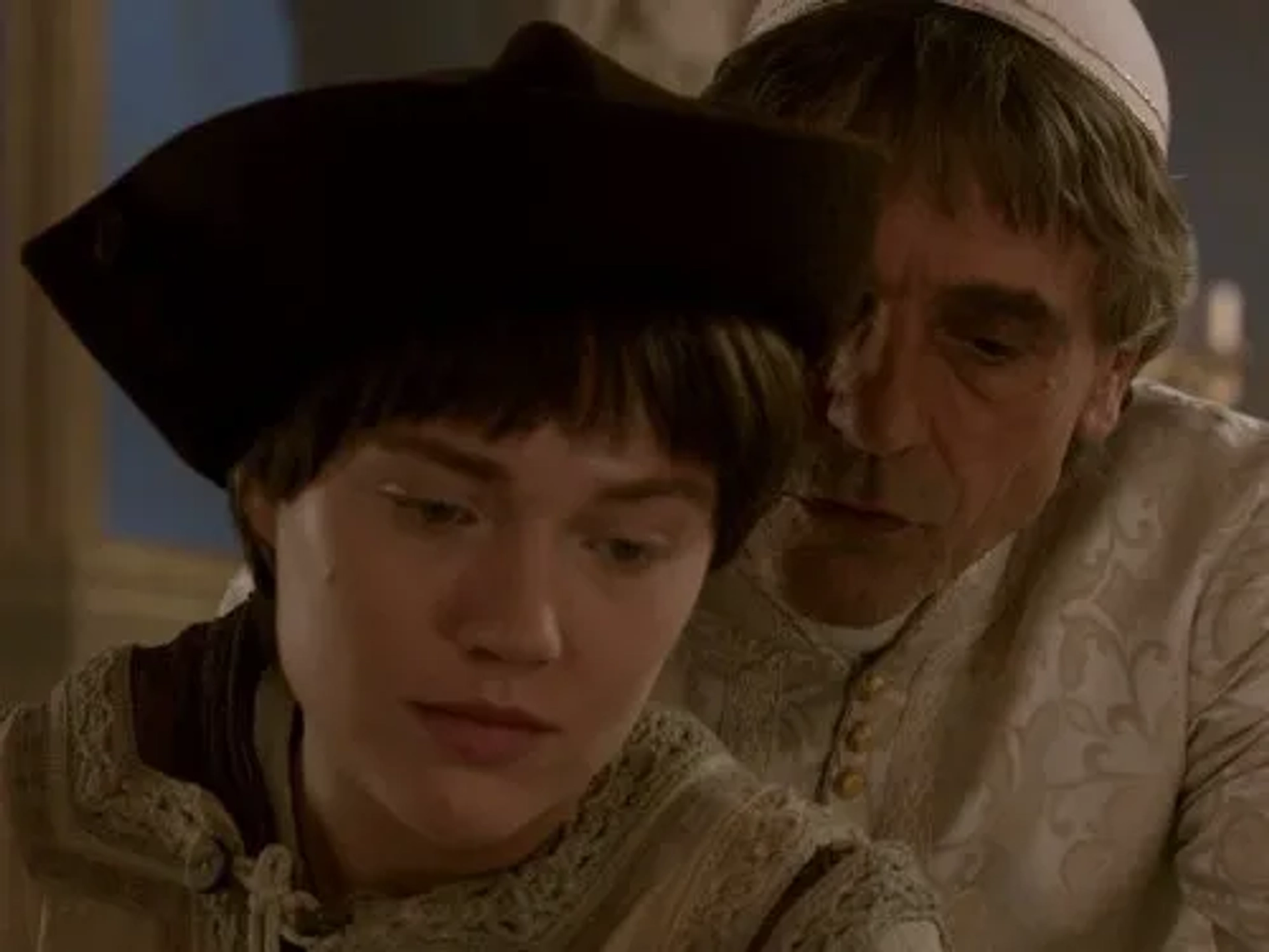 Jeremy Irons and Jemima West in The Borgias (2011)