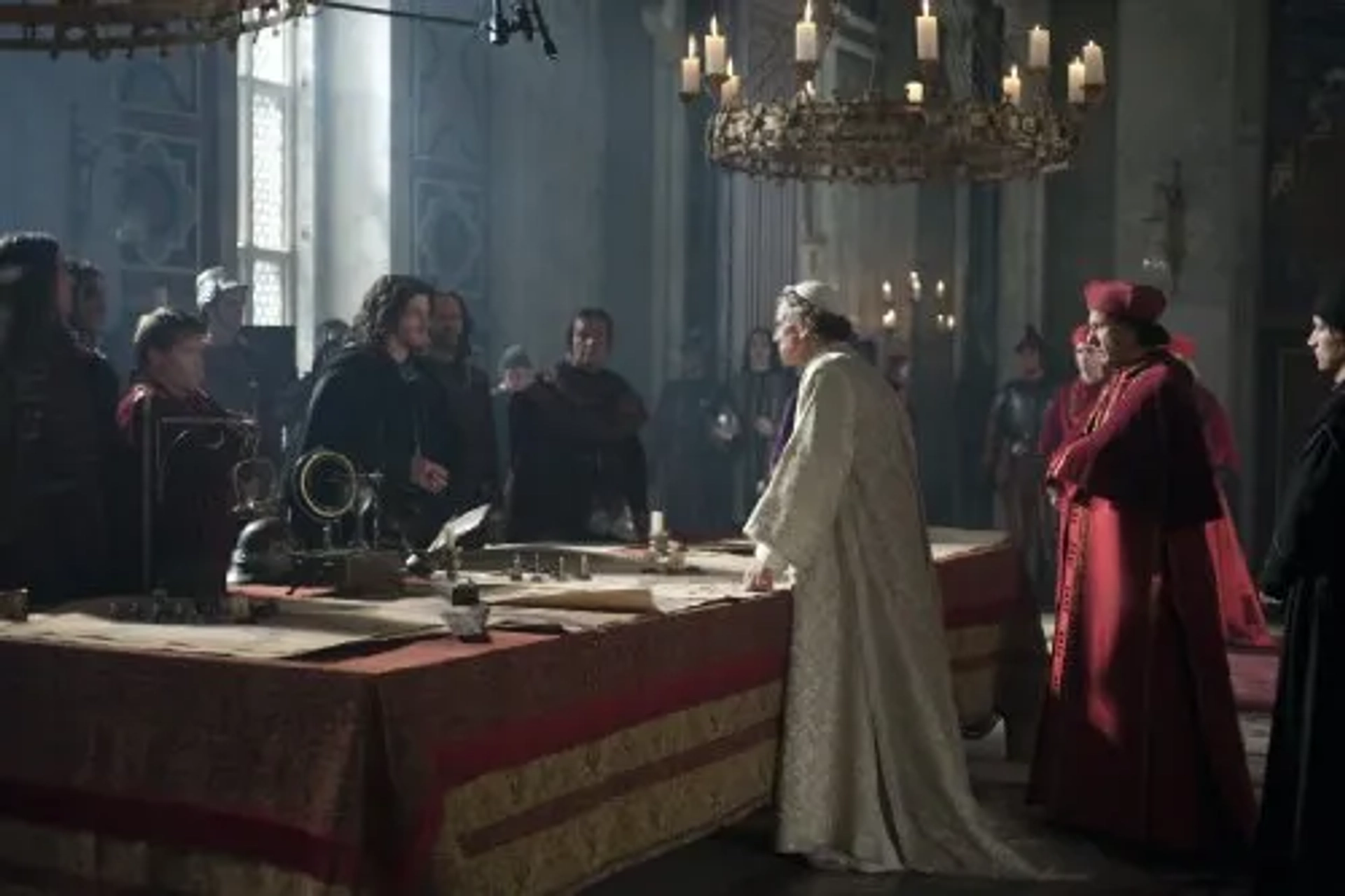 Jeremy Irons, Peter Sullivan, and François Arnaud in The Borgias (2011)