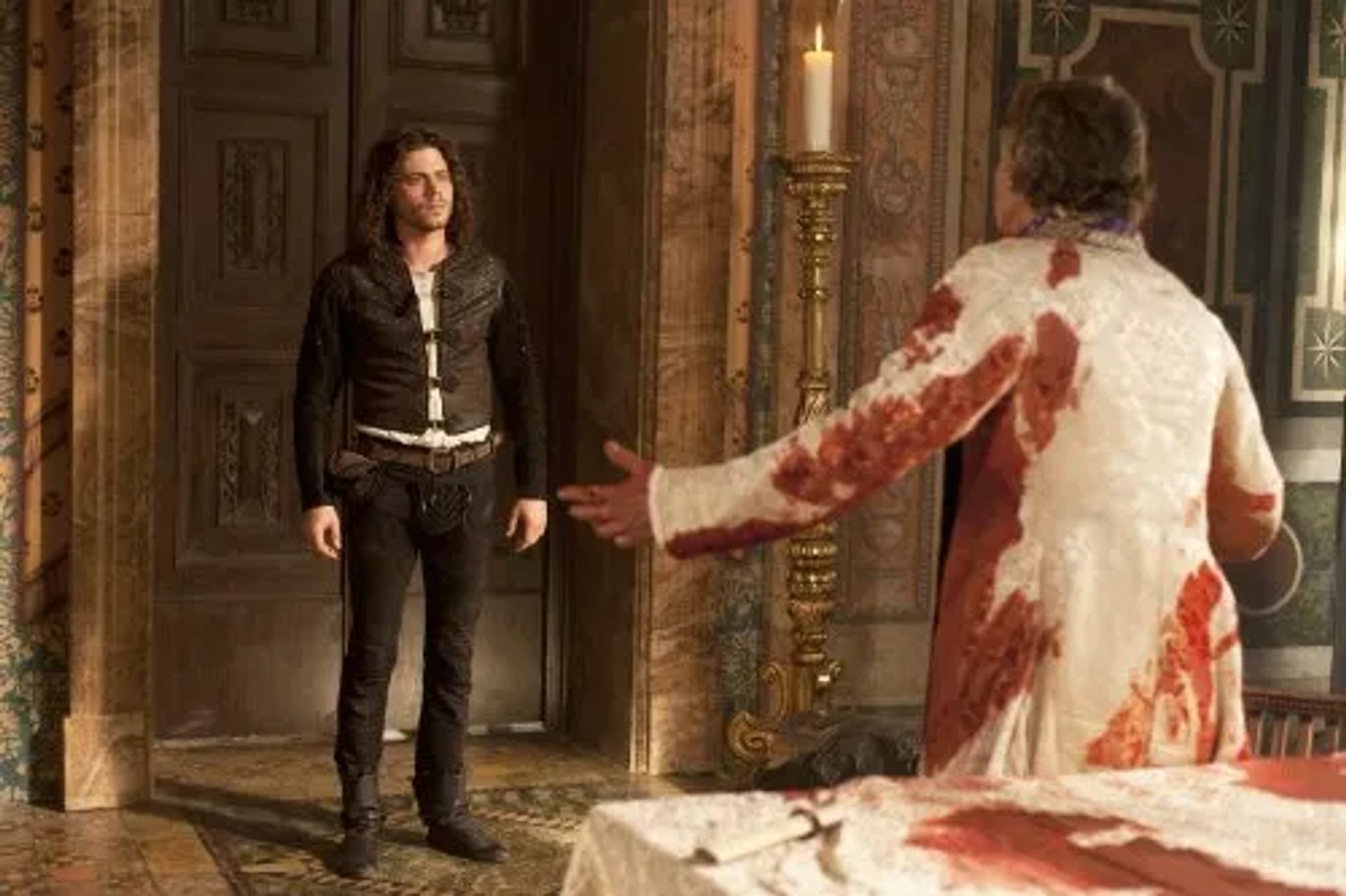 Jeremy Irons and François Arnaud in The Borgias (2011)