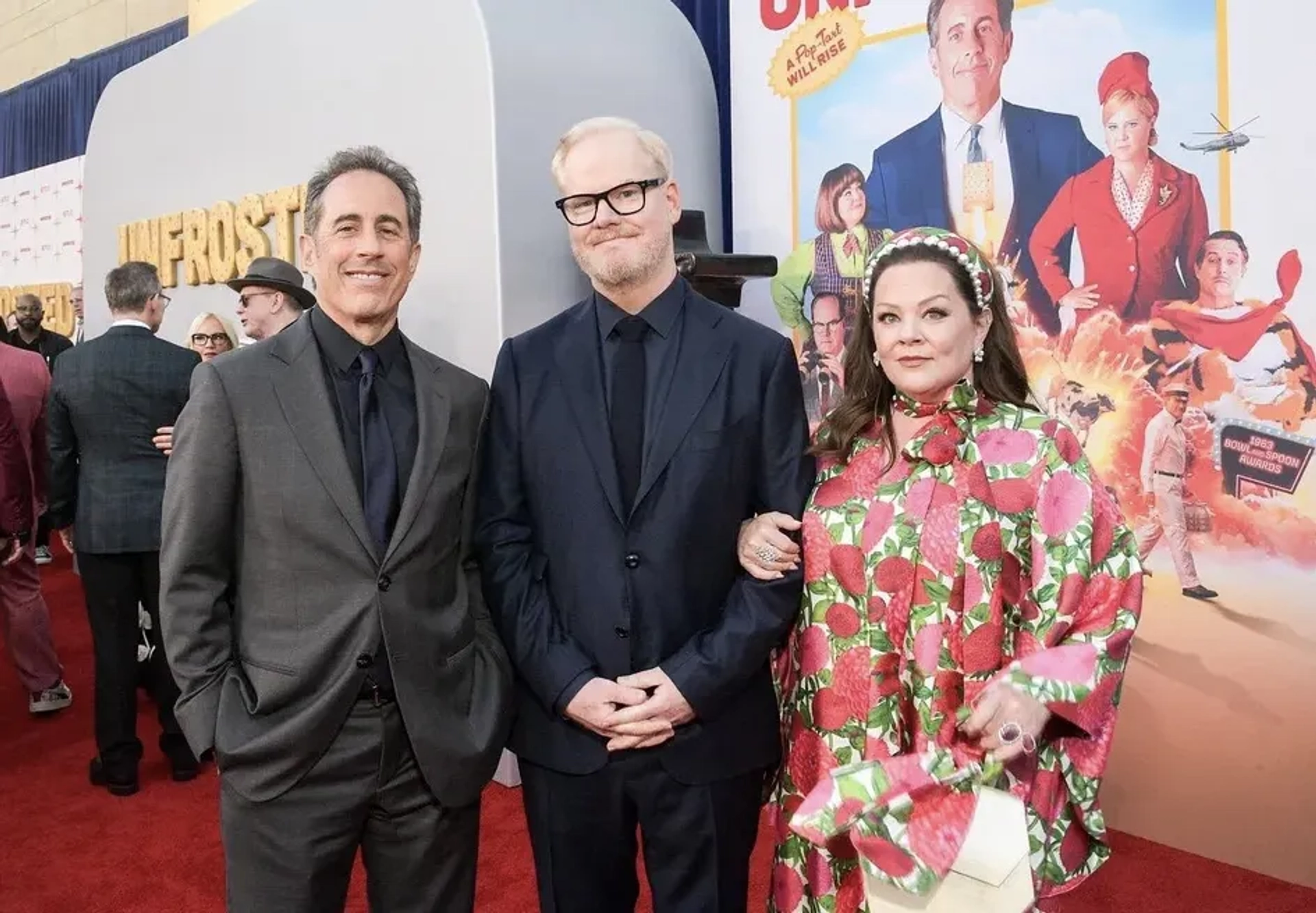 Jerry Seinfeld, Jim Gaffigan, and Melissa McCarthy at an event for Unfrosted (2024)