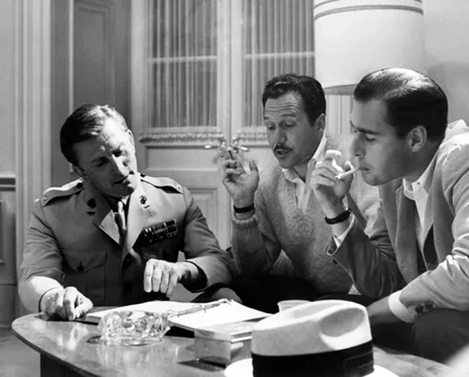"Seven Days in May"Kirk Douglas, producer Edward Lewis, director John Frankenheimer 1964 Paramount Pictures** I.V. Black and White, Behind the Scenes, Smoking, Cigarettes, Military Uniform, Entertainment mptv_2018_May_to_August_Update