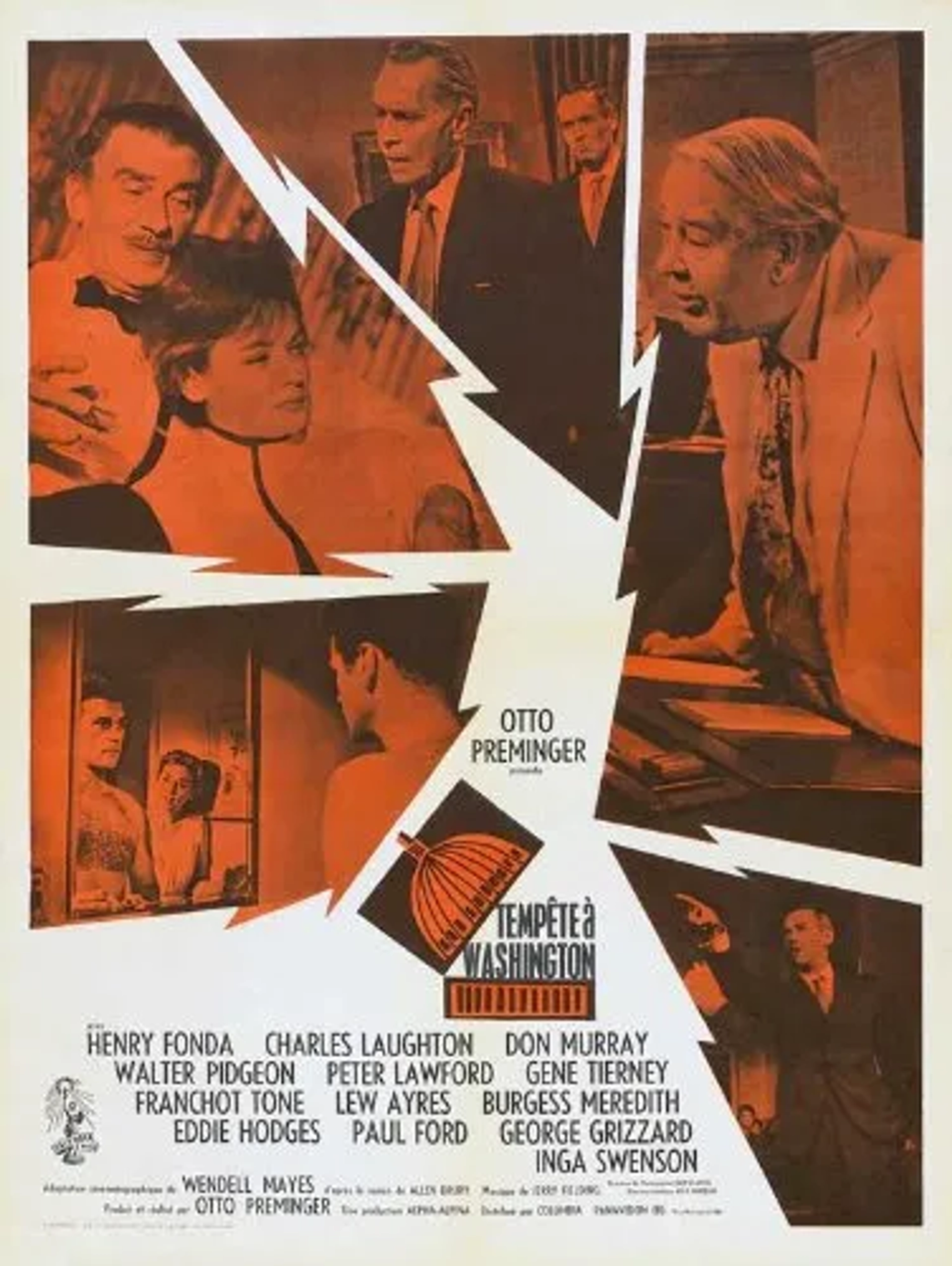 Henry Fonda, Gene Tierney, Charles Laughton, Don Murray, Walter Pidgeon, Inga Swenson, and Franchot Tone in Advise & Consent (1962)