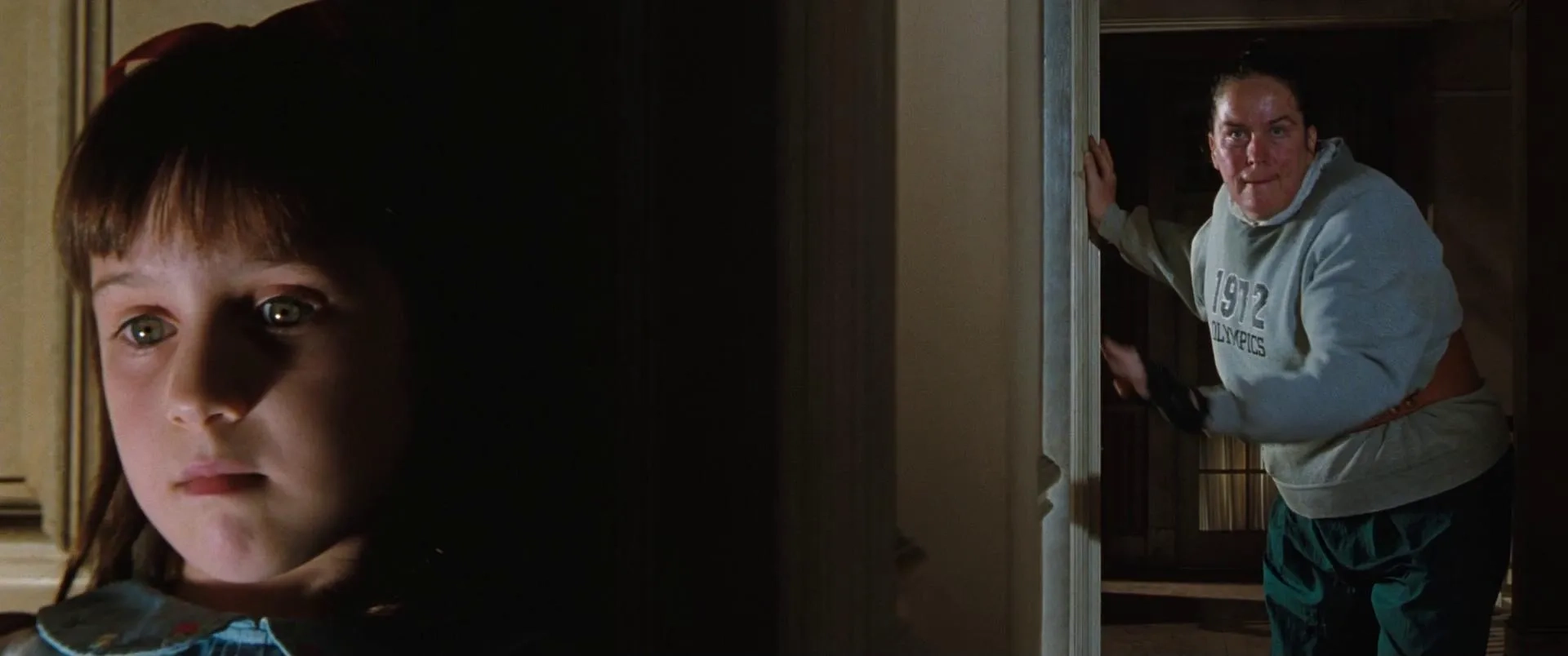 Pam Ferris and Mara Wilson in Matilda (1996)