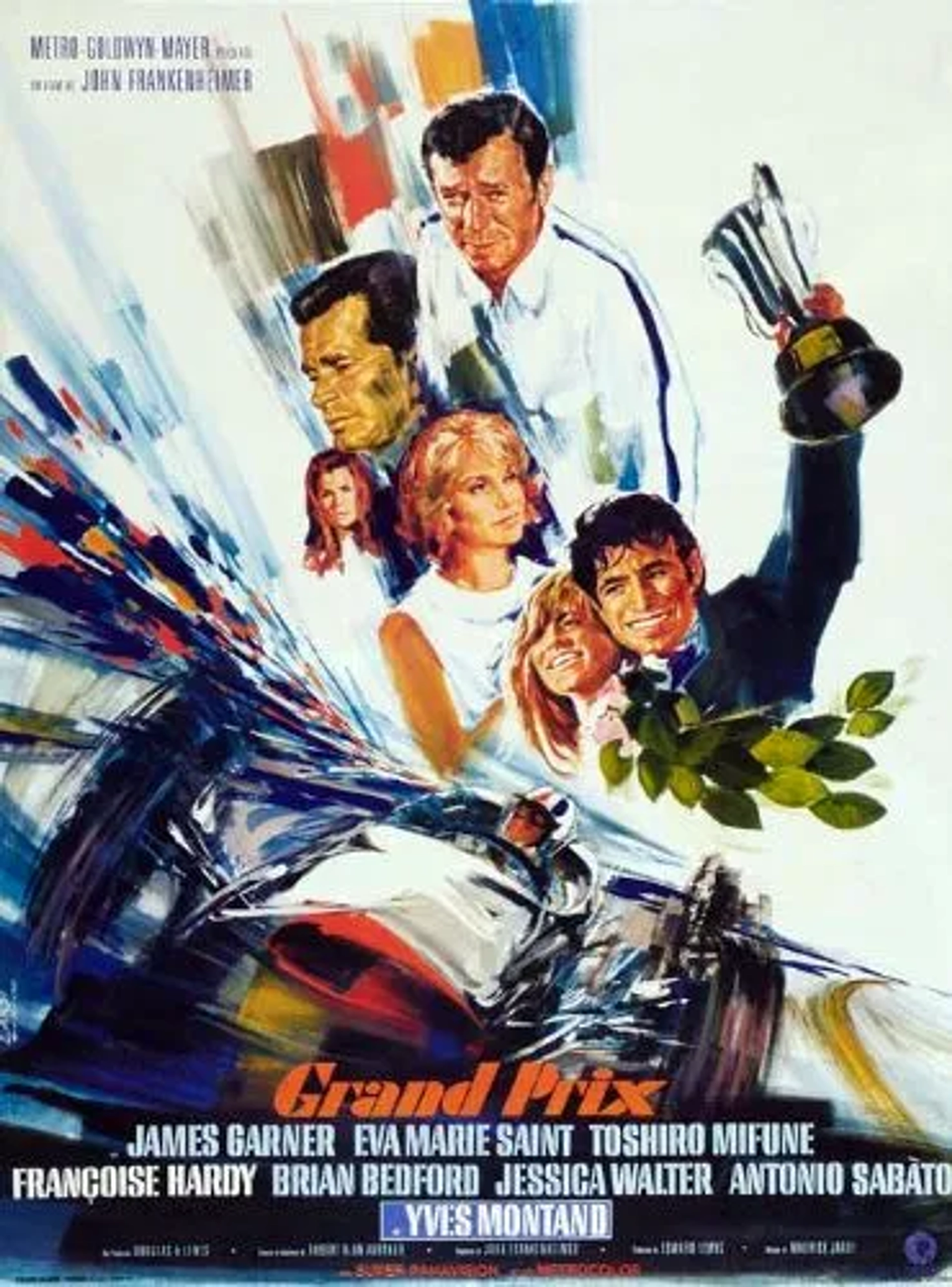 James Garner, Eva Marie Saint, Antonio Sabato, Françoise Hardy, Yves Montand, and Jessica Walter in Grand Prix (1966)