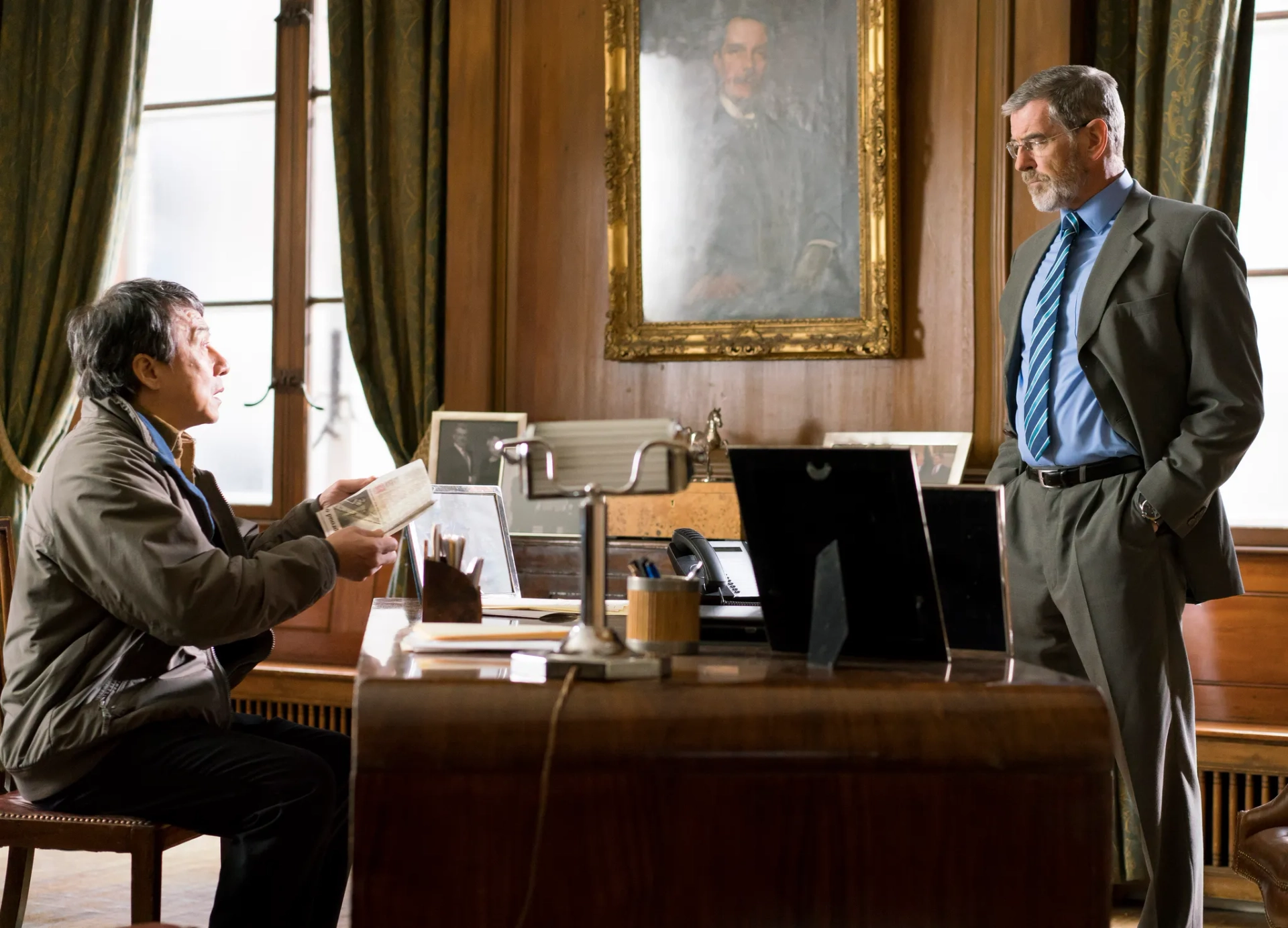 Pierce Brosnan and Jackie Chan in The Foreigner (2017)