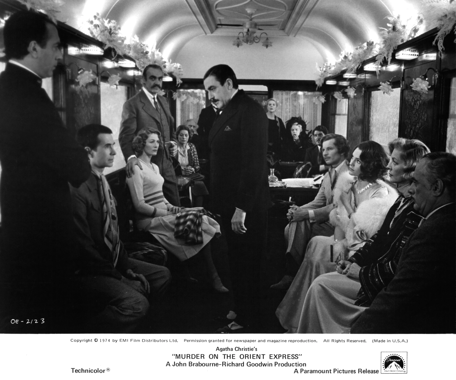 Lauren Bacall, Ingrid Bergman, John Gielgud, Sean Connery, Jacqueline Bisset, Anthony Perkins, Vanessa Redgrave, Martin Balsam, Albert Finney, Michael York, George Coulouris, Wendy Hiller, Denis Quilley, and Rachel Roberts in Murder on the Orient Express (1974)
