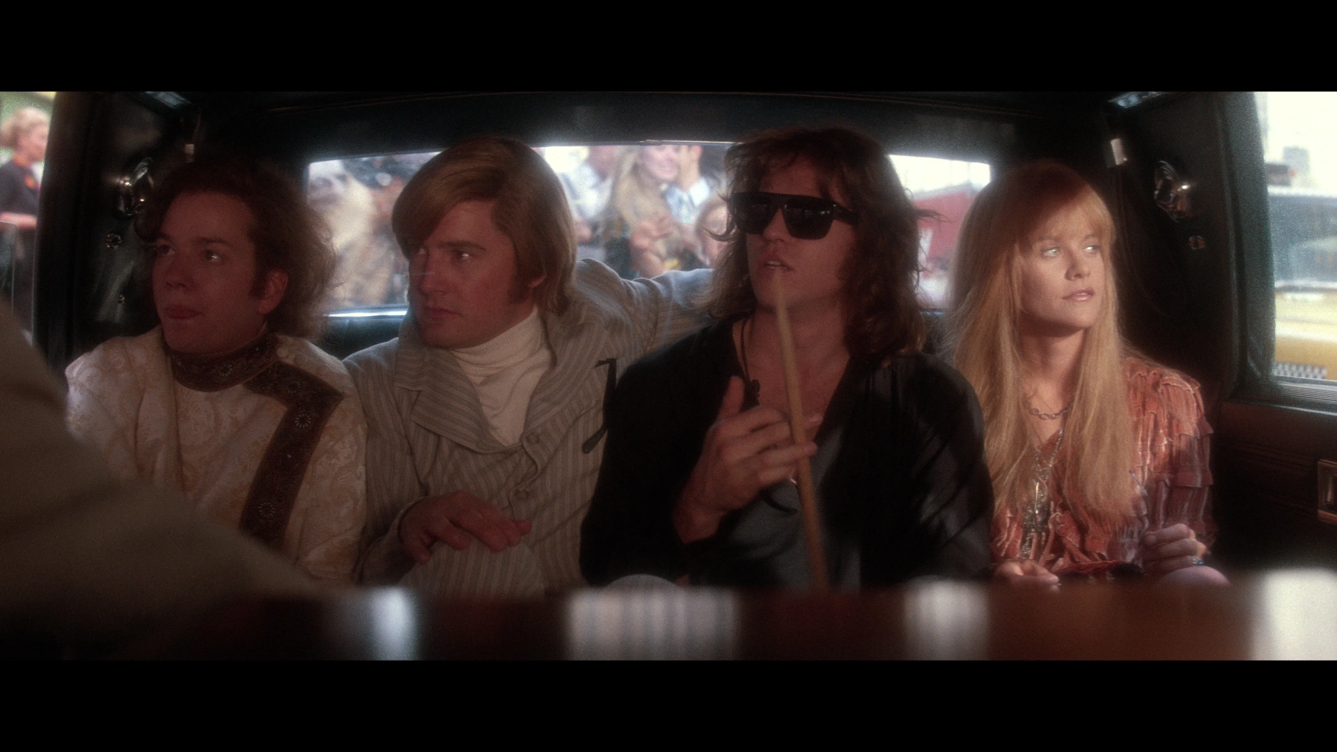 Val Kilmer, Meg Ryan, Kyle MacLachlan, and Frank Whaley in The Doors (1991)