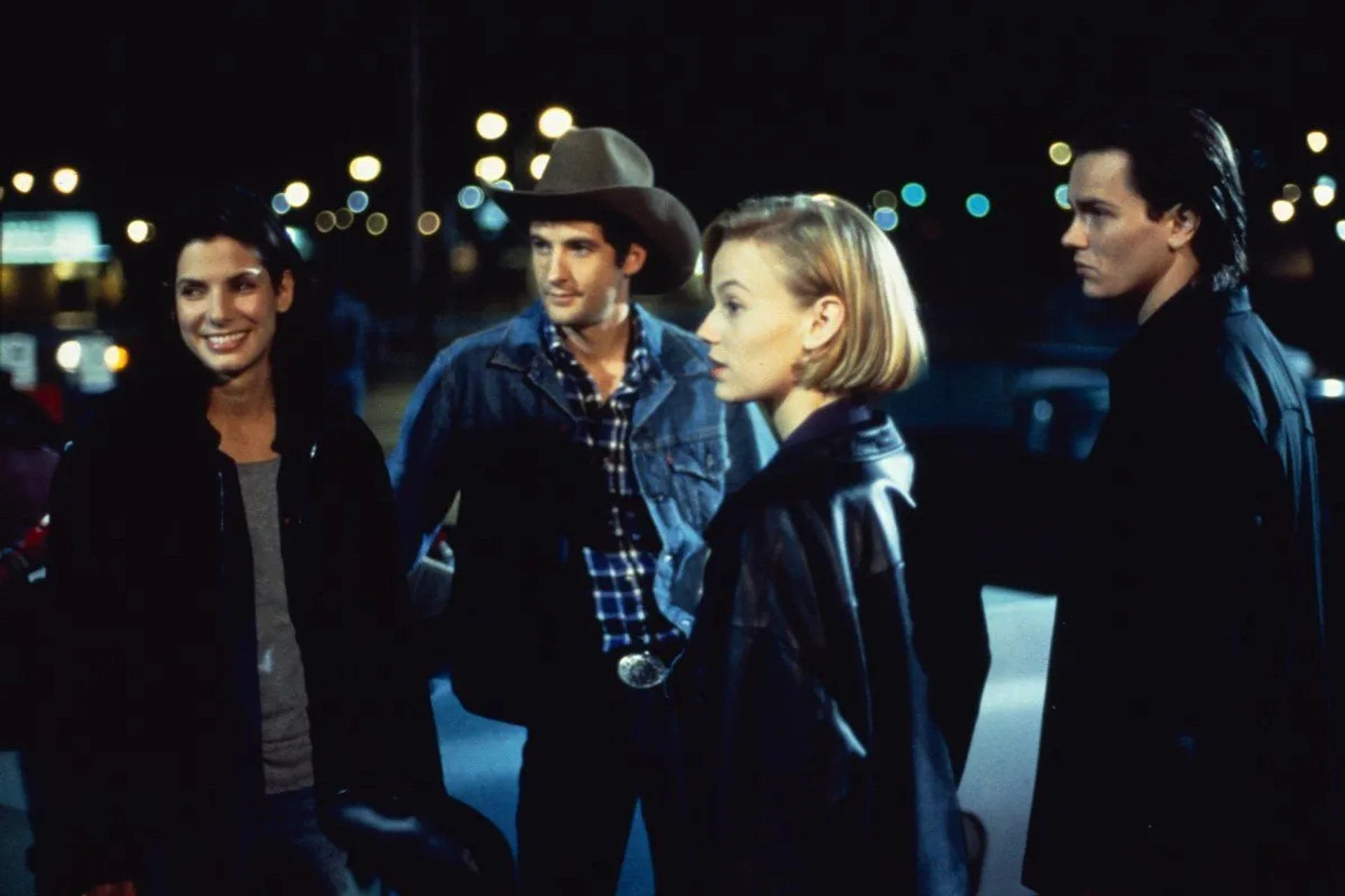 Sandra Bullock, River Phoenix, Samantha Mathis, and Anthony Clark in The Thing Called Love (1993)