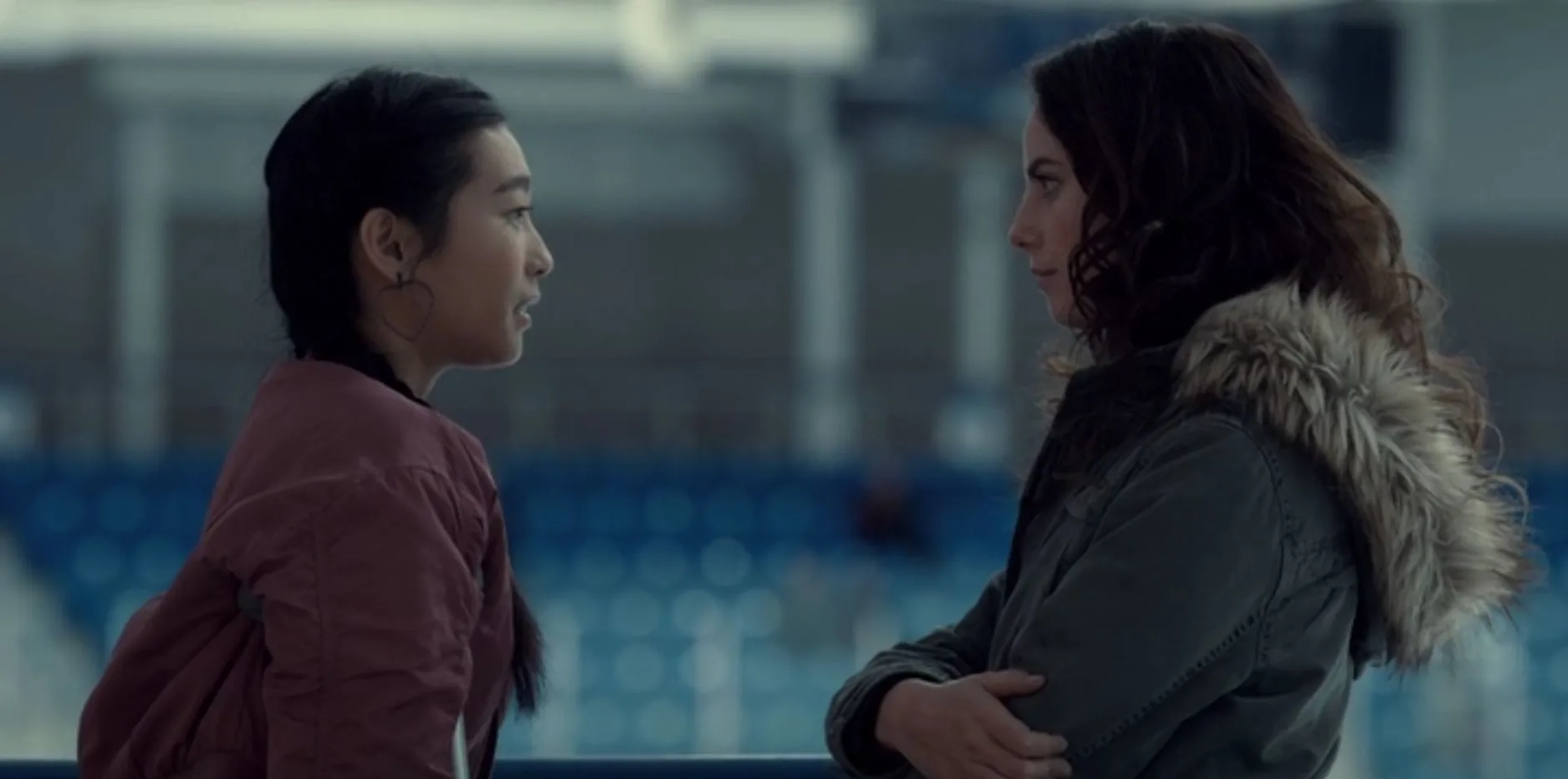 Kaya Scodelario and Amanda Zhou in Spinning Out (2020)