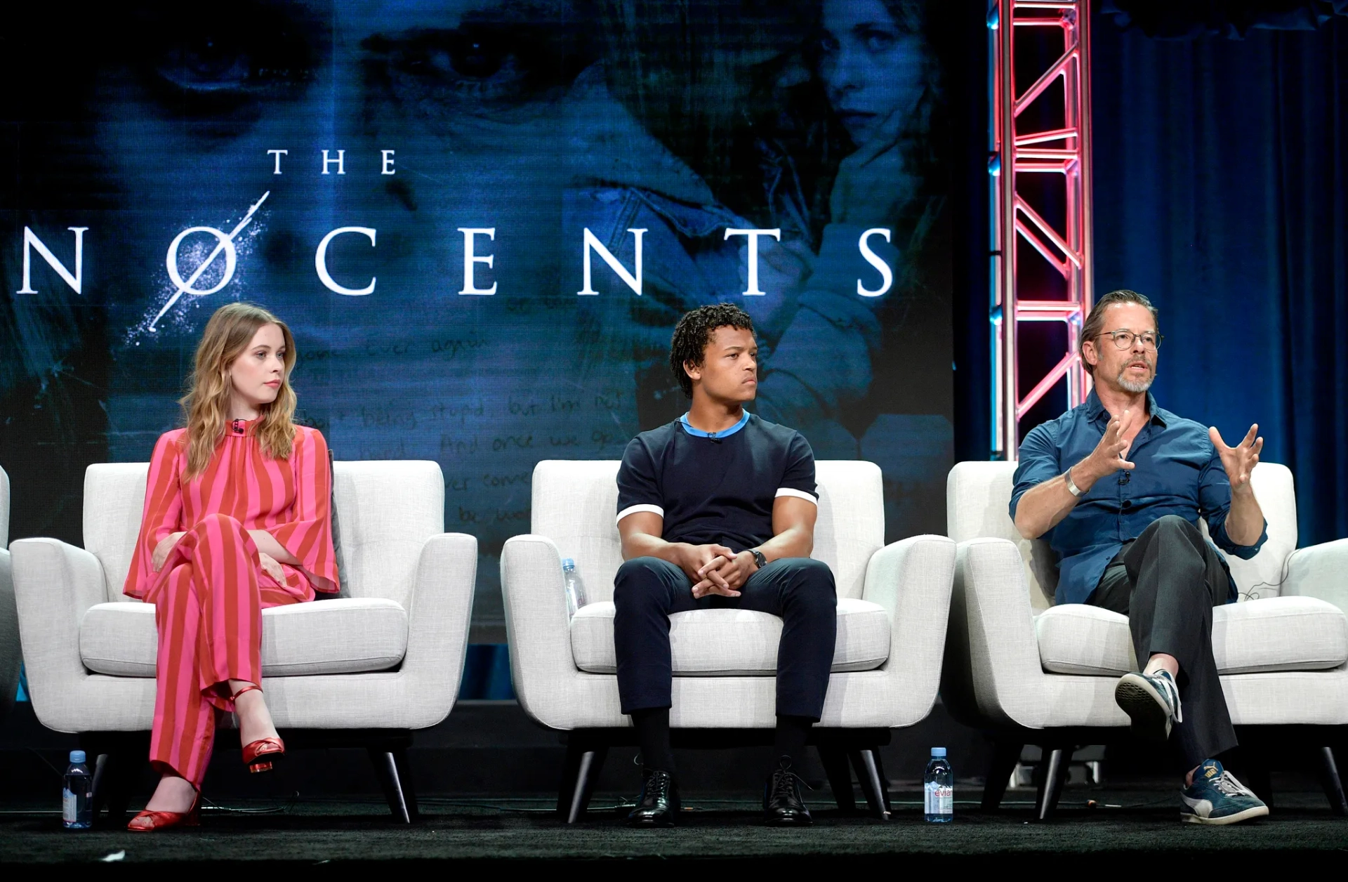 Guy Pearce, Percelle Ascott, and Sorcha Groundsell at an event for The Innocents (2018)